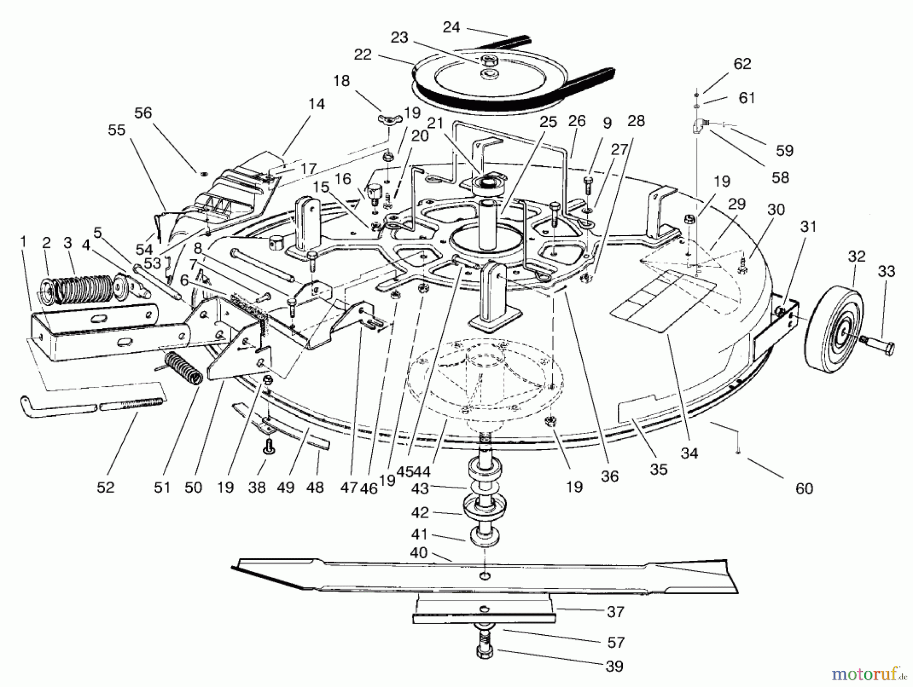  Toro Neu Mowers, Rear-Engine Rider 70171 (12-32) - Toro 12-32 Rear Engine Rider, 2001 (210000001-210999999) MOWER ASSEMBLY - RECYCLER