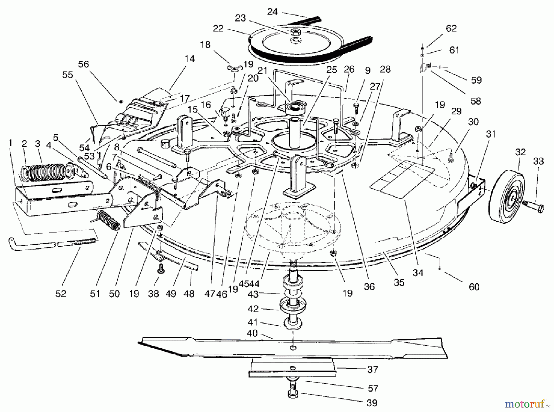 Toro Neu Mowers, Rear-Engine Rider 70183 (13-32) - Toro 13-32 Rear Engine Rider, 1997 (7900001-7999999) MOWER ASSEMBLY - RECYCLER