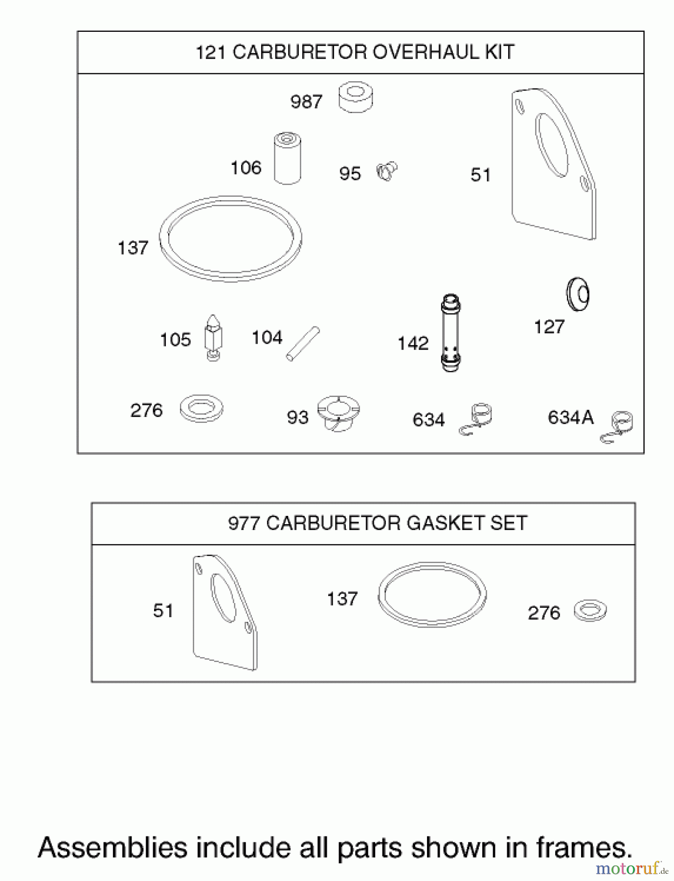 Toro Neu Mowers, Rear-Engine Rider 70184 (13-32H) - Toro 13-32H Rear Engine Rider, 2002 (220000001-220999999) CARBURETOR OVERHAUL KIT ASSEMBLY ENGINE BRIGGS AND STRATTON MODEL 28M707-1127-E1