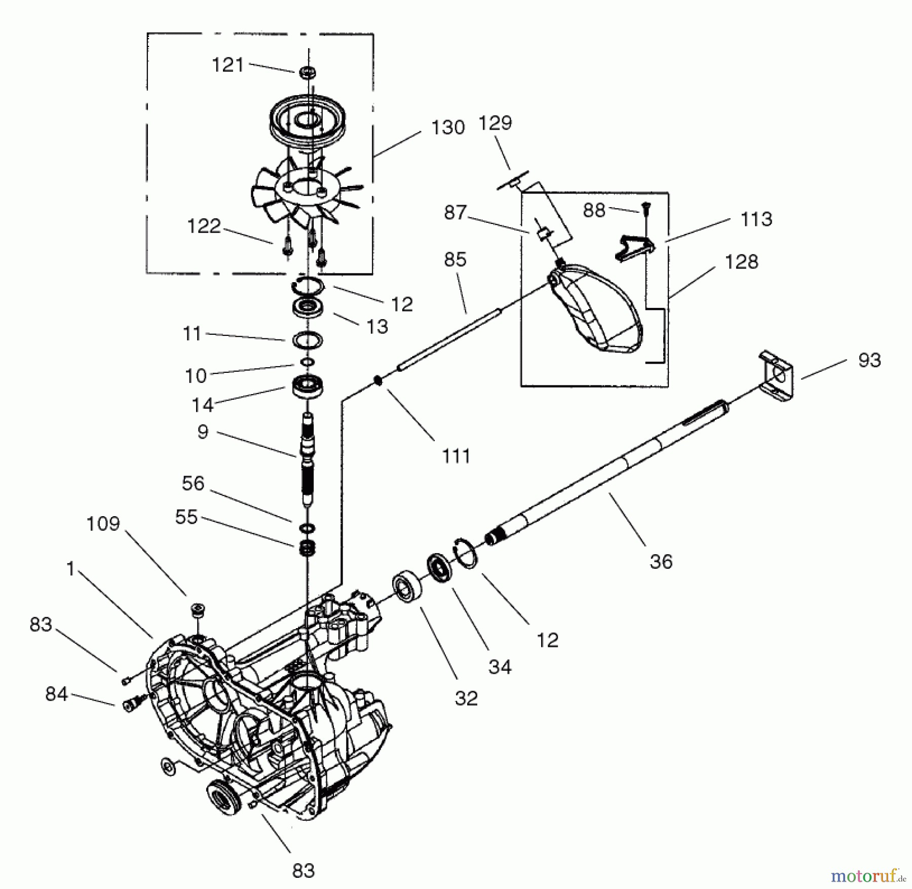 Toro Neu Mowers, Rear-Engine Rider 70184 (13-32H) - Toro 13-32H Rear Engine Rider, 2002 (220000001-220999999) TRANSAXLE-HYDRO NO. 106-1840 #2