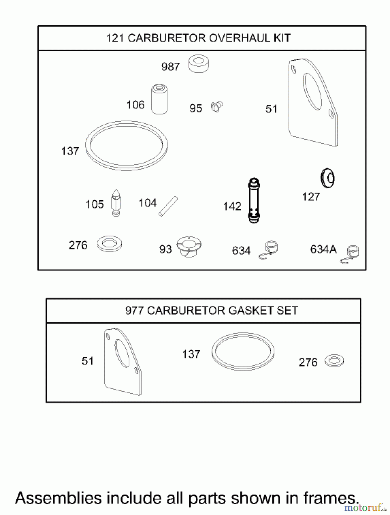 Toro Neu Mowers, Rear-Engine Rider 70184 (13-32H) - Toro 13-32H Rear-Engine Riding Mower, 2003 (230000001-230999999) CARBURETOR OVERHAUL KIT ASSEMBLY ENGINE BRIGGS AND STRATTON MODEL 28M707-1127-E1