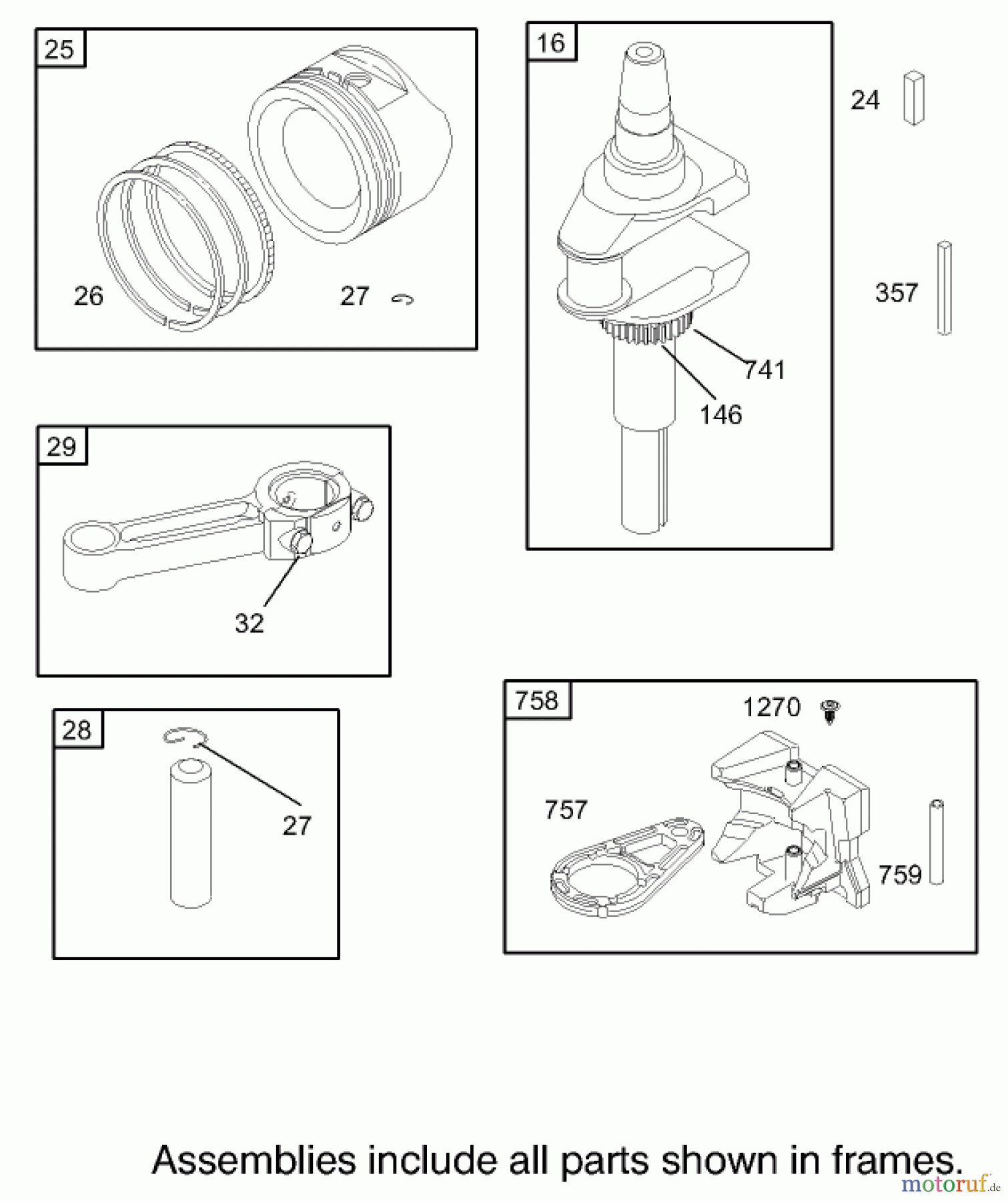 Toro Neu Mowers, Rear-Engine Rider 70185 (G132) - Toro G132 Rear-Engine Riding Mower, 2007 (270000001-270805705) CRANKSHAFT ASSEMBLY BRIGGS AND STRATTON 31G777-0121-E1