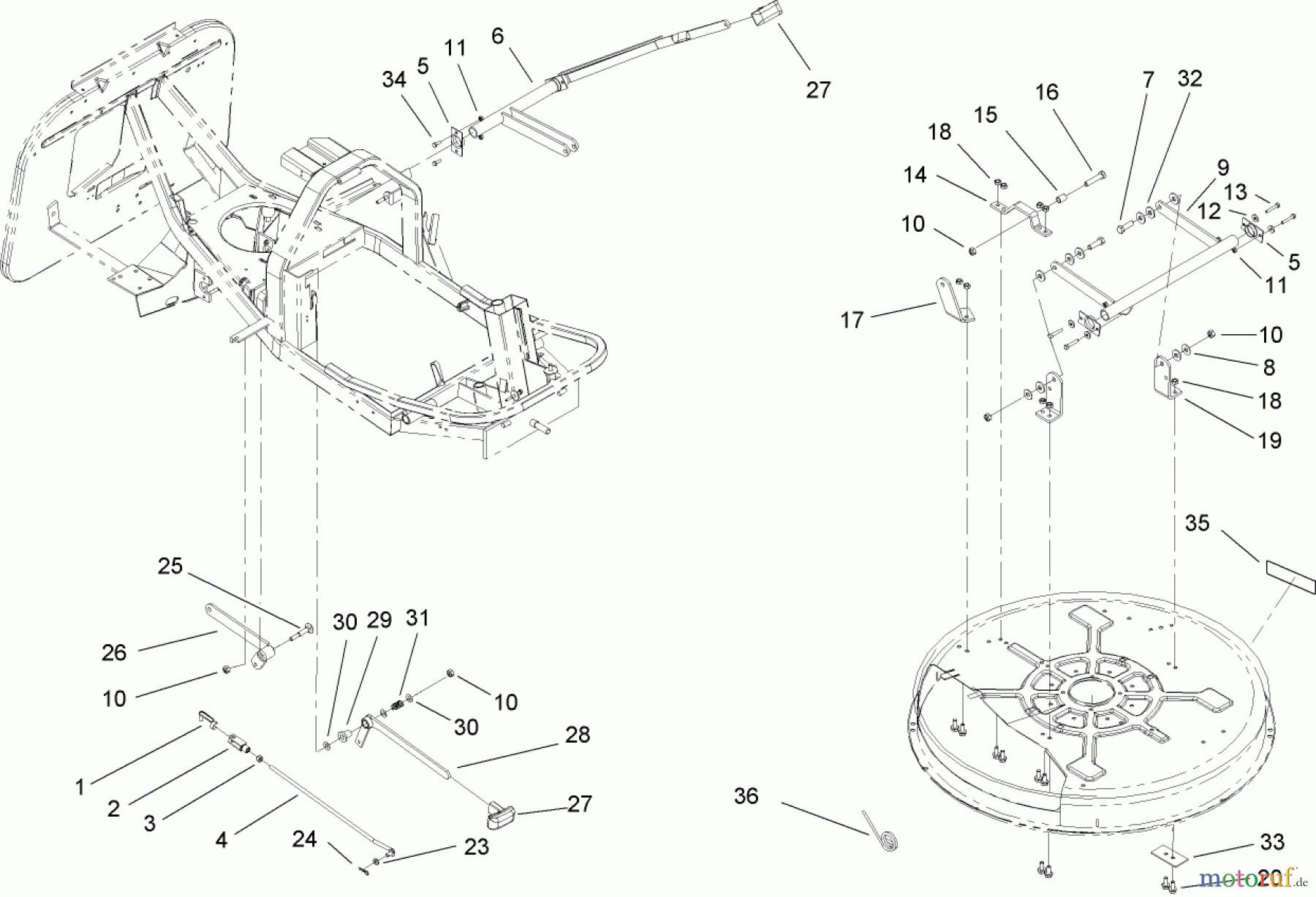  Toro Neu Mowers, Rear-Engine Rider 70185 (G132) - Toro G132 Rear-Engine Riding Mower, 2007 (270000001-270805705) DECK SUSPENSION ASSEMBLY