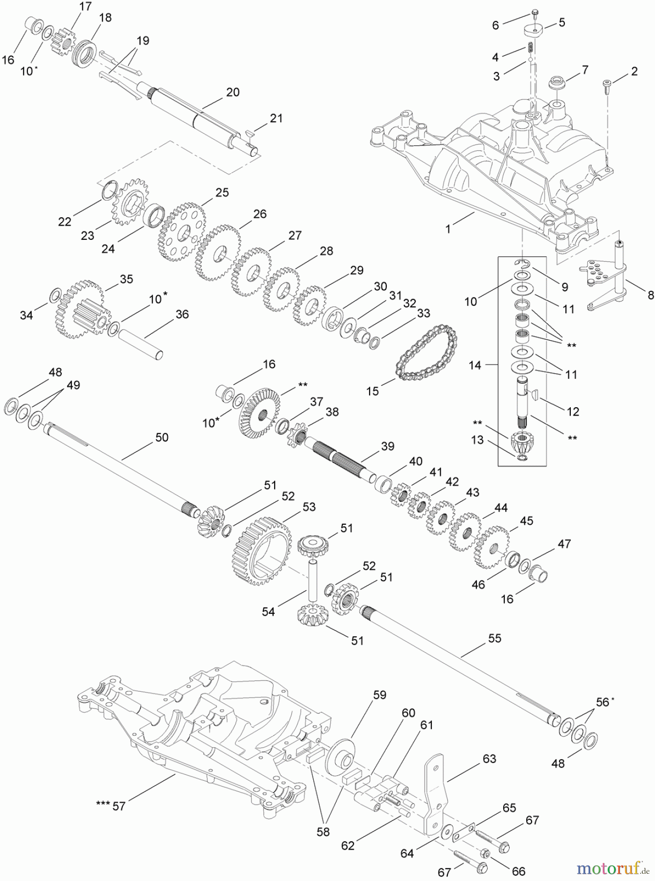 Toro Neu Mowers, Rear-Engine Rider 70185 (G132) - Toro G132 Rear-Engine Riding Mower, 2010 (310000001-310999999) TRANSMISSION ASSEMBLY NO. 110-8649