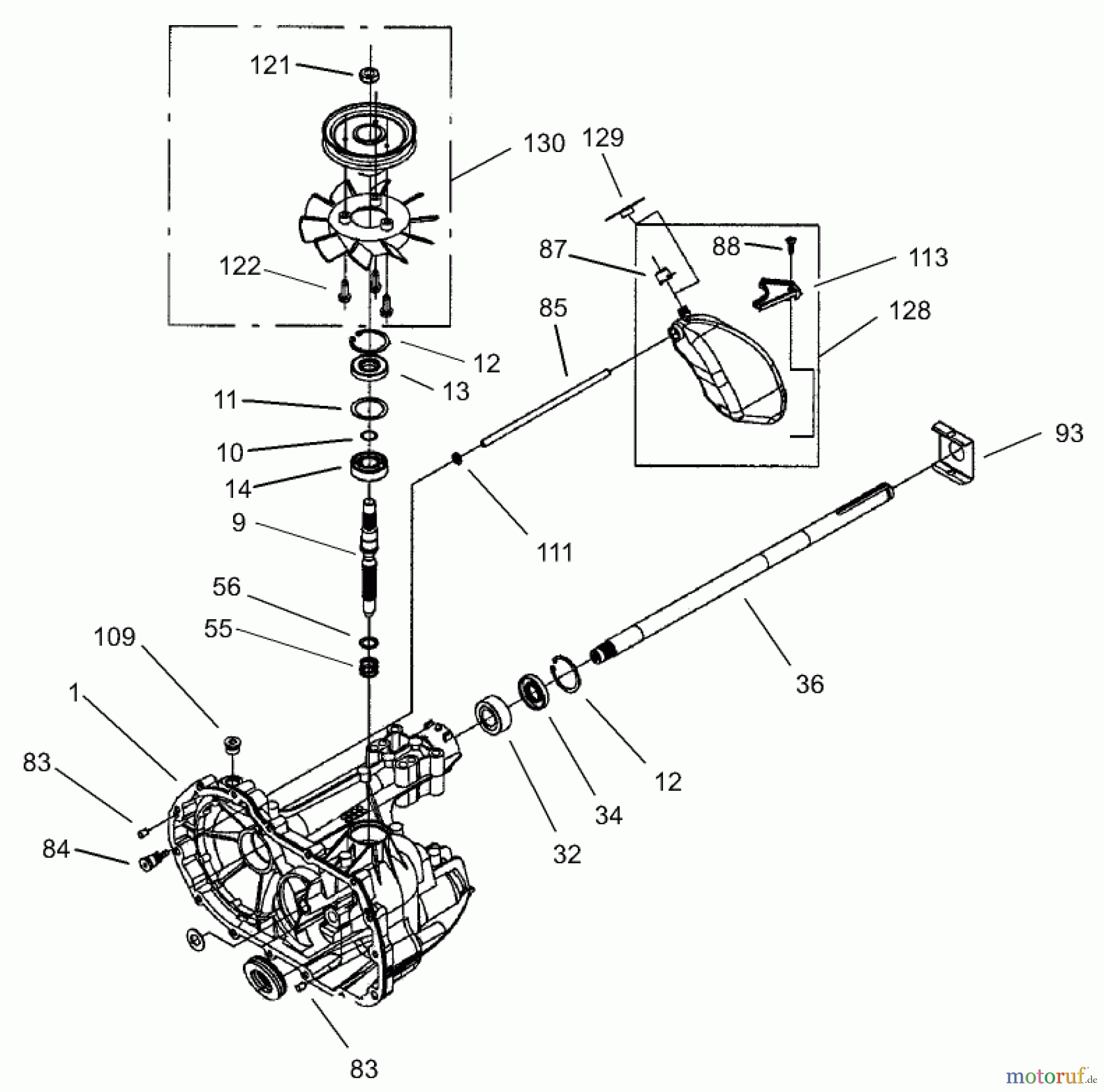  Toro Neu Mowers, Rear-Engine Rider 70186 (H132) - Toro H132 Rear-Engine Riding Mower, 2006 (260000001-260999999) HYDRO TRANSAXLE-ASSEMBLY NO. 106-1840 #2