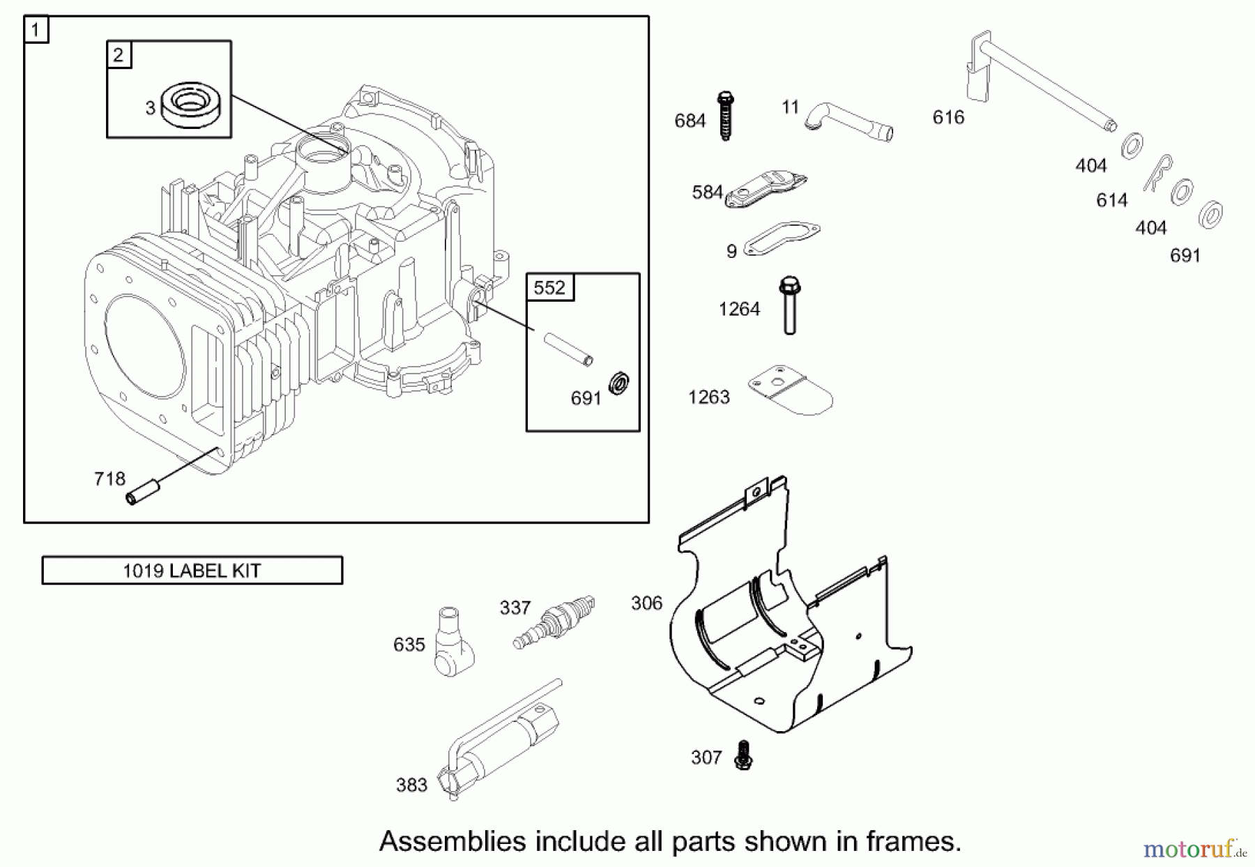 Toro Neu Mowers, Rear-Engine Rider 70186 (H132) - Toro H132 Rear-Engine Riding Mower, 2007 (260732867-270805635) CYLINDER ASSEMBLY BRIGGS AND STRATTON 31G777-0121-E1