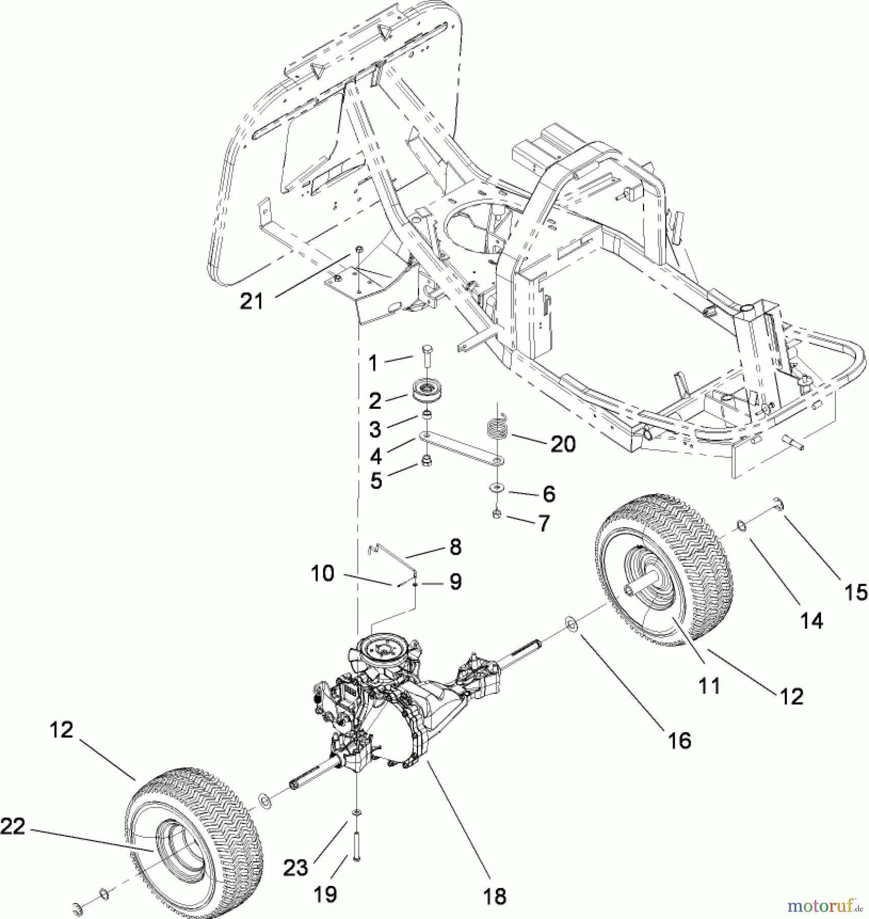  Toro Neu Mowers, Rear-Engine Rider 70186 (H132) - Toro H132 Rear-Engine Riding Mower, 2009 (280899435-290999999) HYDRO TRANSAXLE ASSEMBLY