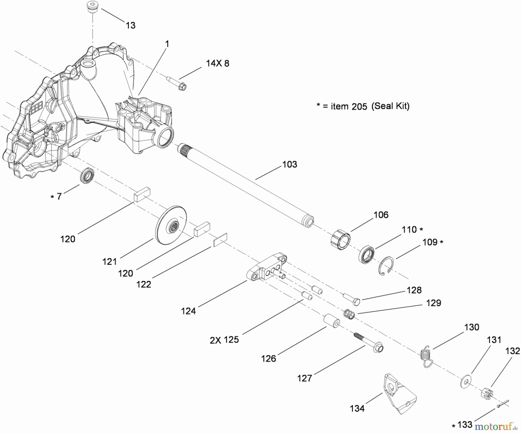 Toro Neu Mowers, Rear-Engine Rider 70186 (H132) - Toro H132 Rear-Engine Riding Mower, 2010 (310000001-310999999) SHAFT AND BRAKE ASSEMBLY TRANSMISSION NO. 114-3192