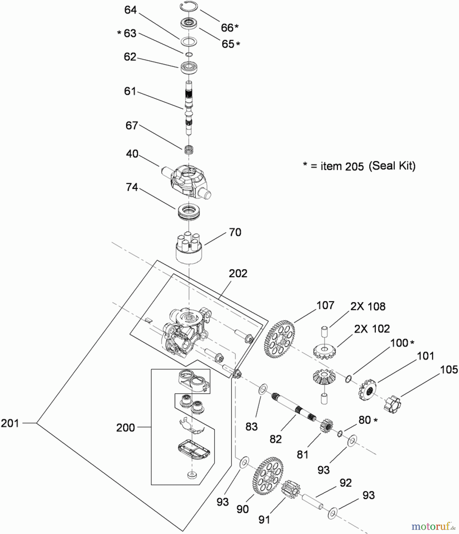 Toro Neu Mowers, Rear-Engine Rider 70186 (H132) - Toro H132 Rear-Engine Riding Mower, 2011 (311000001-311999999) CENTER SECTION ASSEMBLY TRANSMISSION NO. 114-3192