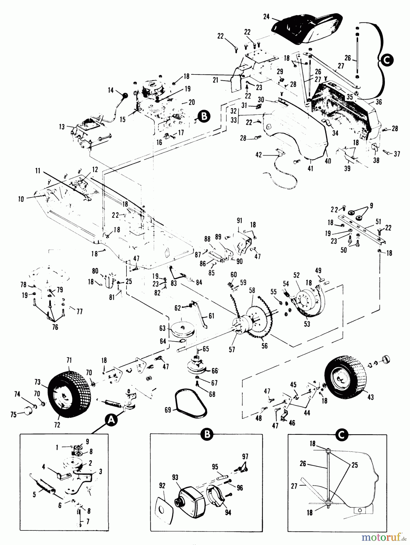 Toro Neu Mowers, Rear-Engine Rider 73-05BF01 (A-60) - Toro A-60 26
