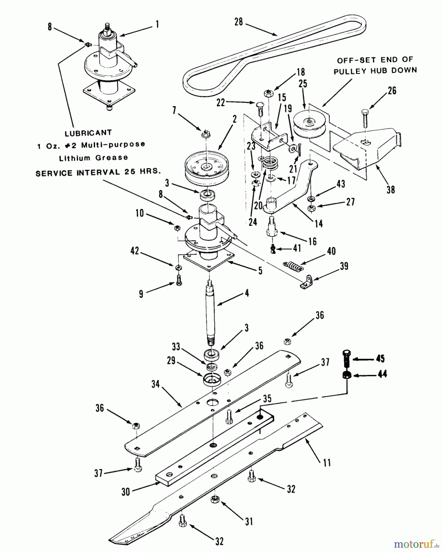 Toro Neu Mowers, Rear-Engine Rider R3-10B401 (110-4) - Toro 110-4 Rear Engine Rider, 1990 SPINDLE, PULLEYS, AND DRIVE BELT