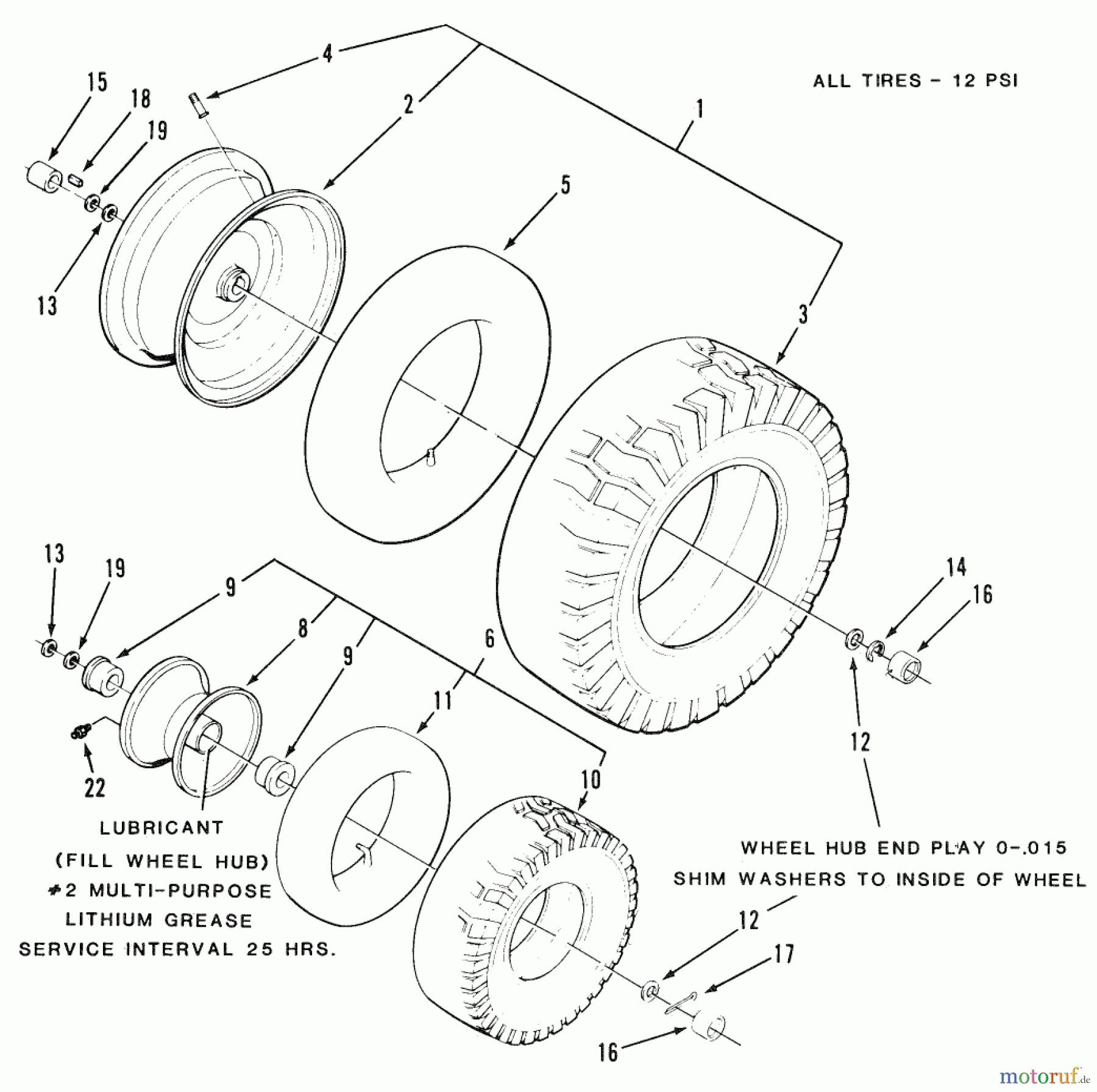 Toro Neu Mowers, Rear-Engine Rider R3-12B601 (112-6e) - Toro 112-6e Rear Engine Rider, 1990 SECTION 9-WHEELS AND TIRES