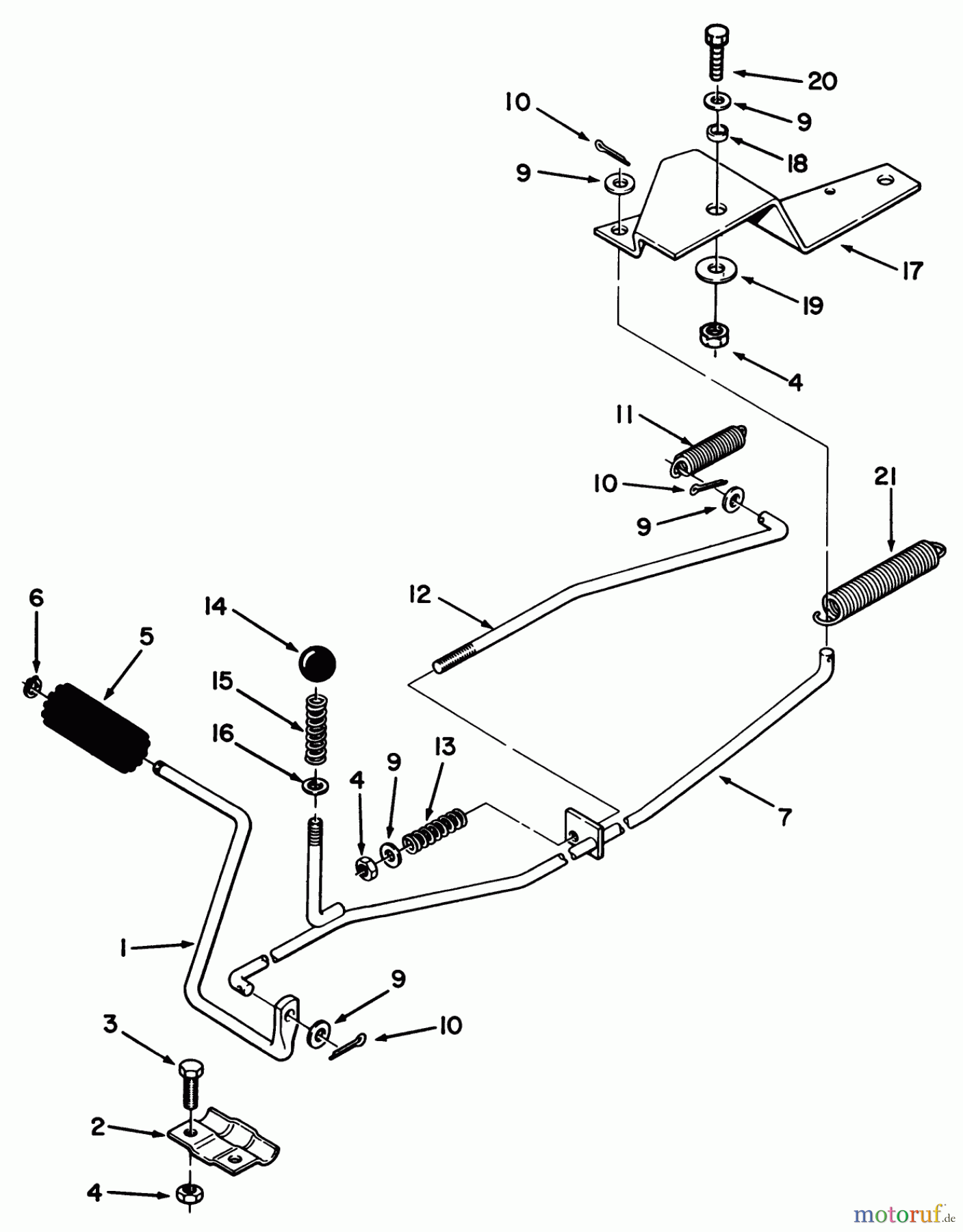 Toro Neu Mowers, Rear-Engine Rider R3-10B404 (110-4) - Toro 110-4 Rear Engine Rider, 1993 (3900001-3999999) CLUTCH & BRAKE LINKAGE ASSEMBLY
