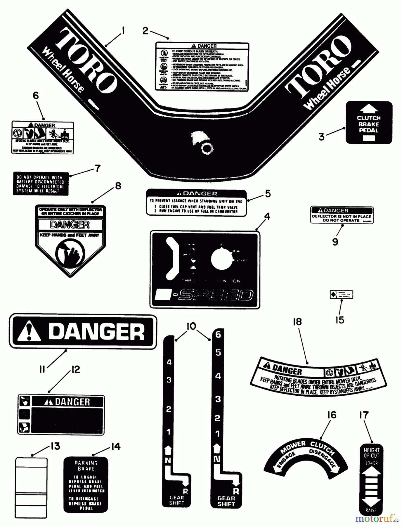 Toro Neu Mowers, Rear-Engine Rider R3-10B404 (110-4) - Toro 110-4 Rear Engine Rider, 1993 (3900001-3999999) DECALS & MISCELLANEOUS