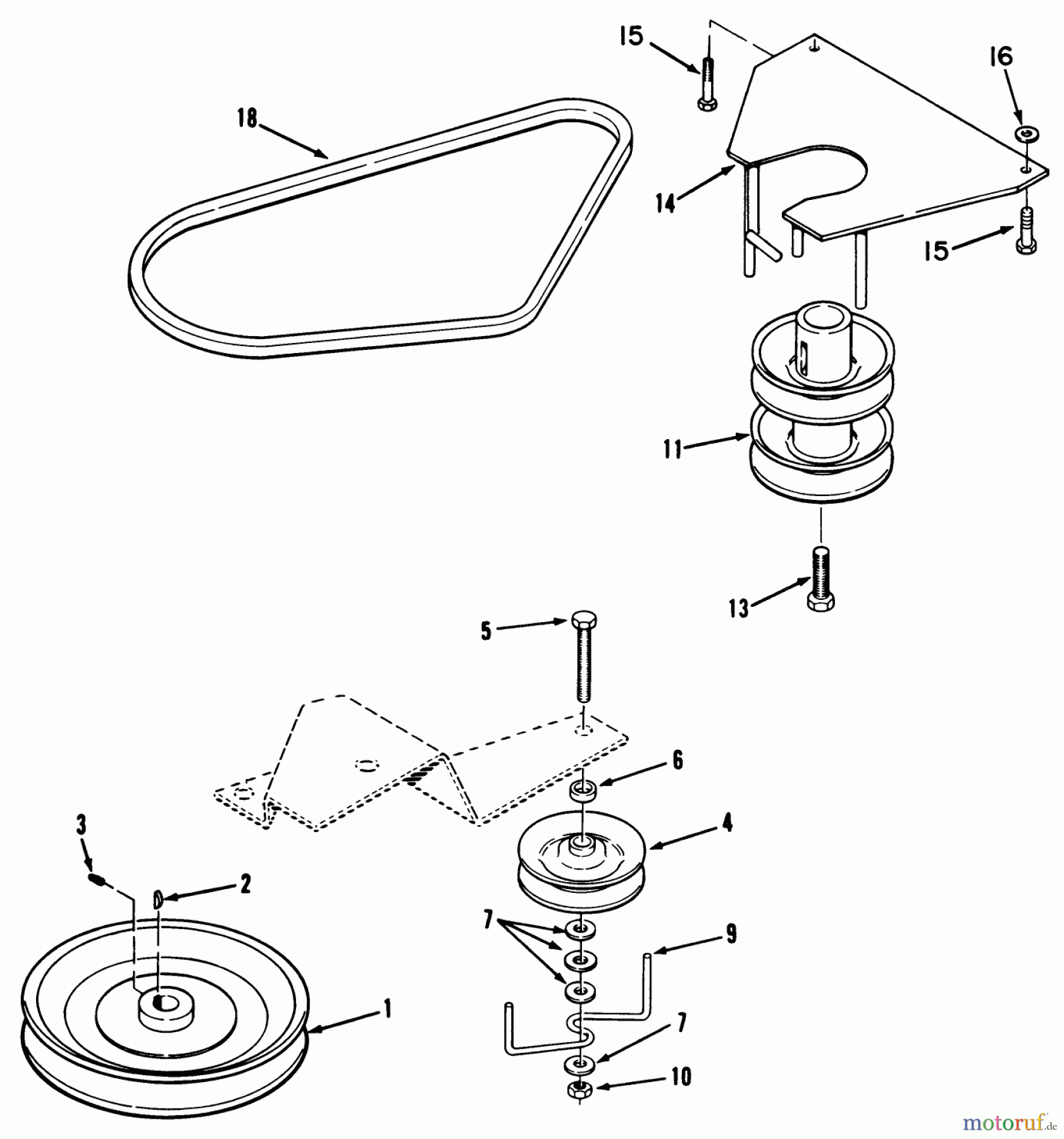 Toro Neu Mowers, Rear-Engine Rider R3-10B404 (110-4) - Toro 110-4 Rear Engine Rider, 1992 (2000001-2999999) DRIVE BELT & PULLEY ASSEMBLY