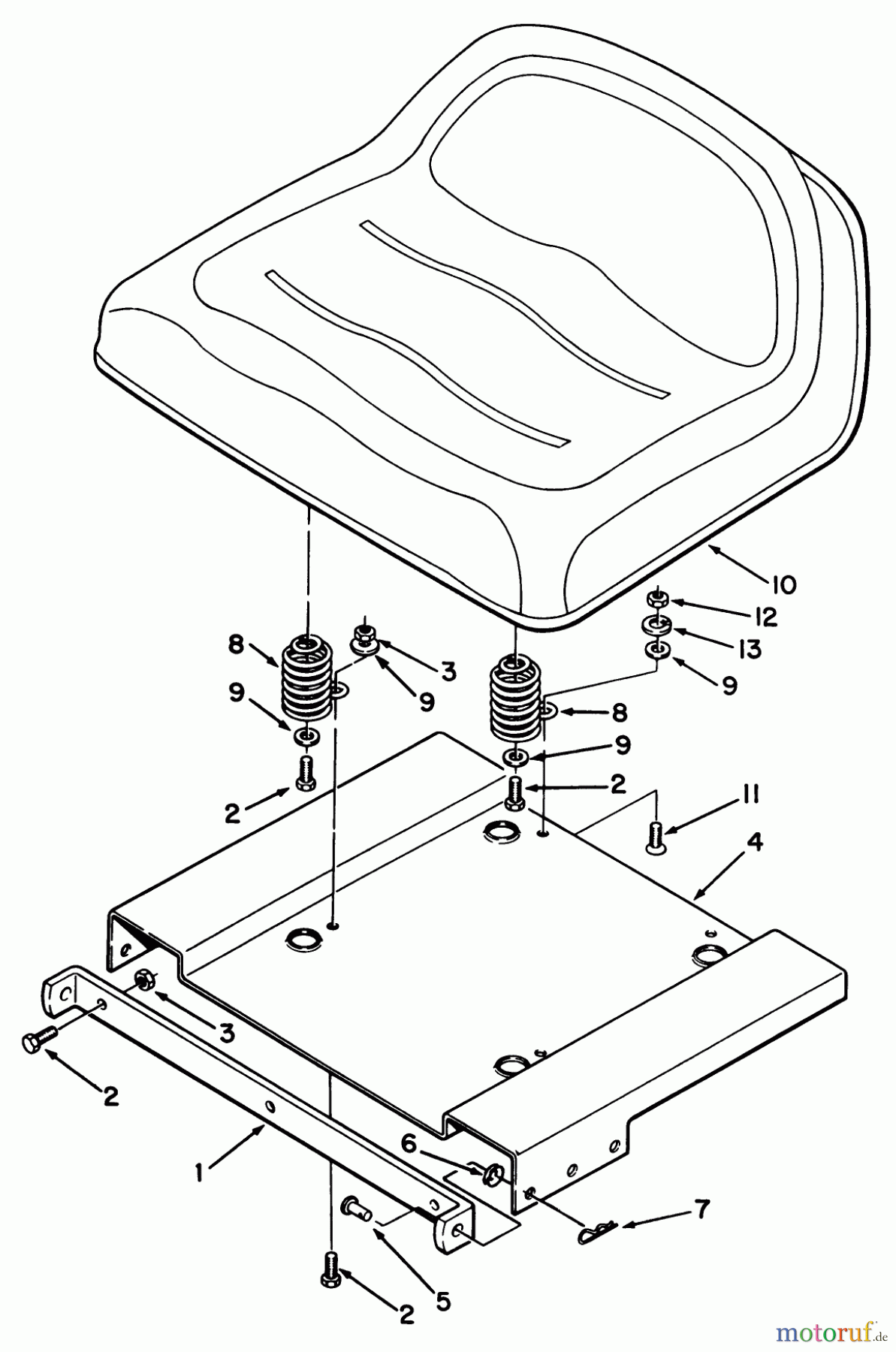 Toro Neu Mowers, Rear-Engine Rider R3-10B404 (110-4) - Toro 110-4 Rear Engine Rider, 1992 (2000001-2999999) SEAT & SUSPENSION ASSEMBLY