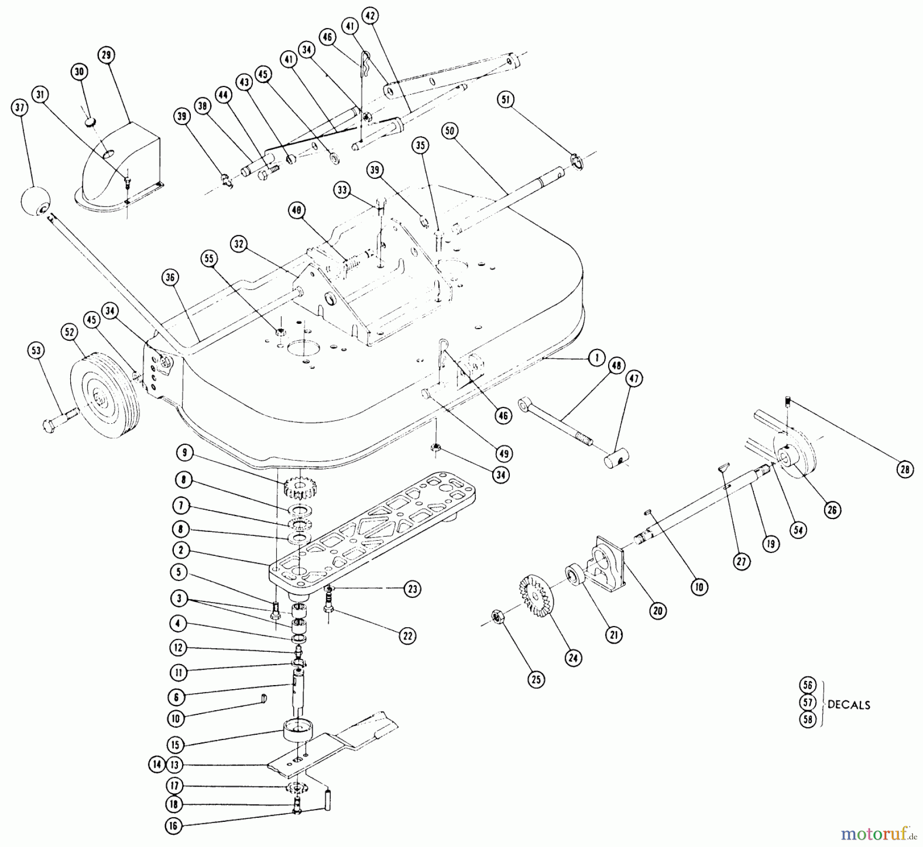 Toro Neu Mowers, Rear-Engine Rider RE-65 - Toro Rear Engine Rider, 1965 LAWN SKIFF MOWER PARTS LIST