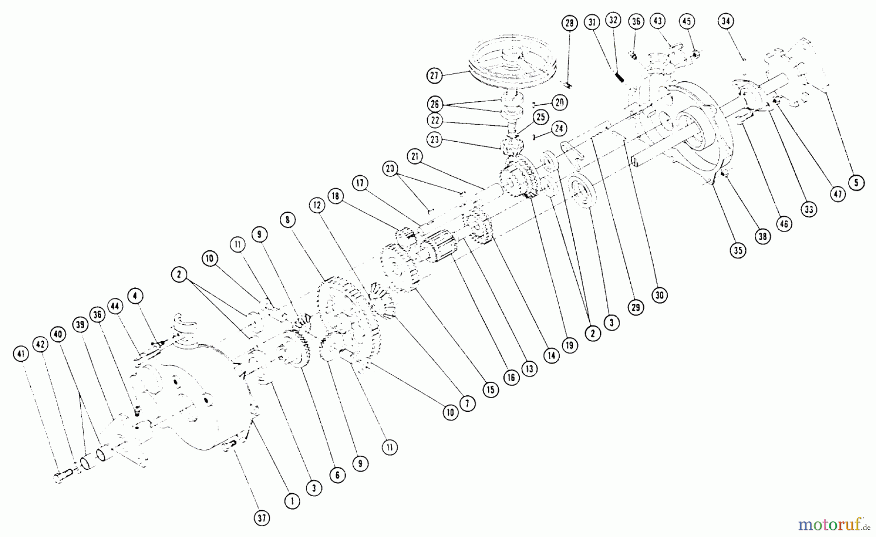 Toro Neu Mowers, Rear-Engine Rider RE-65 - Toro Rear Engine Rider, 1965 LAWN SKIFF TRANSMISSION #5050 PARTS LIST