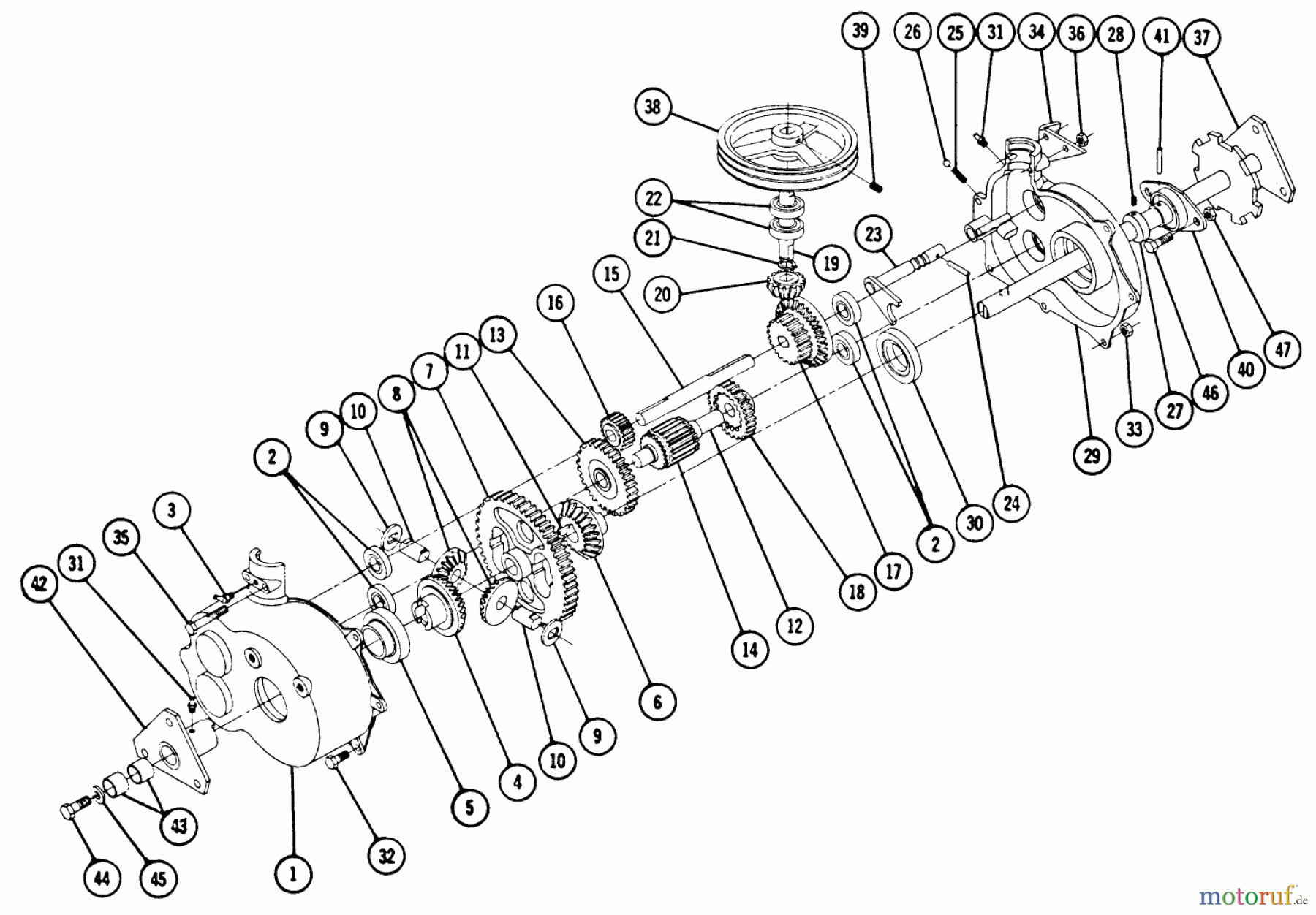 Toro Neu Mowers, Rear-Engine Rider RE-66 - Toro Rear Engine Rider, 1966 LAWN SKIFF TRANSMISSION 5056 PARTS LIST
