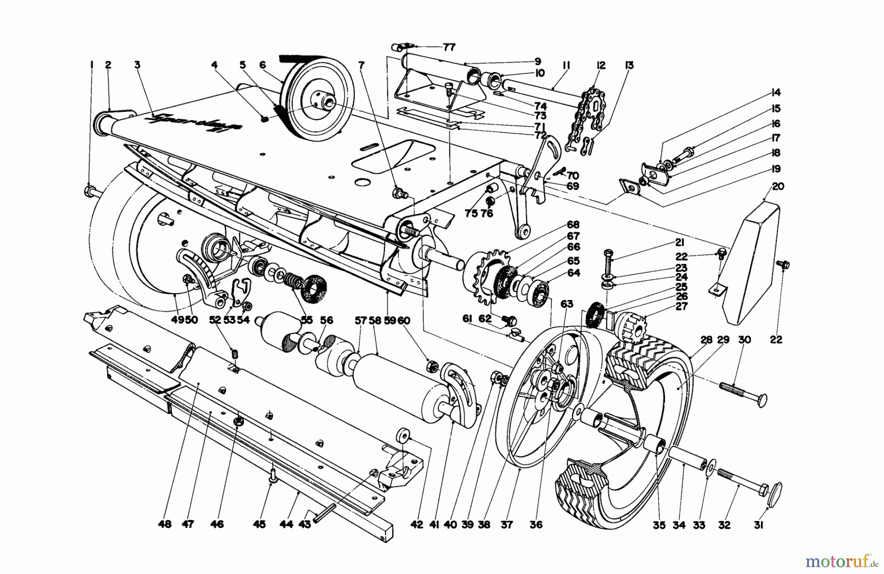  Toro Neu Mowers, Walk-Behind Seite 1 10313 - Toro Sportlawn Lawnmower, 1970 (0000001-0999999) MAIN FRAME ASSEMBLY