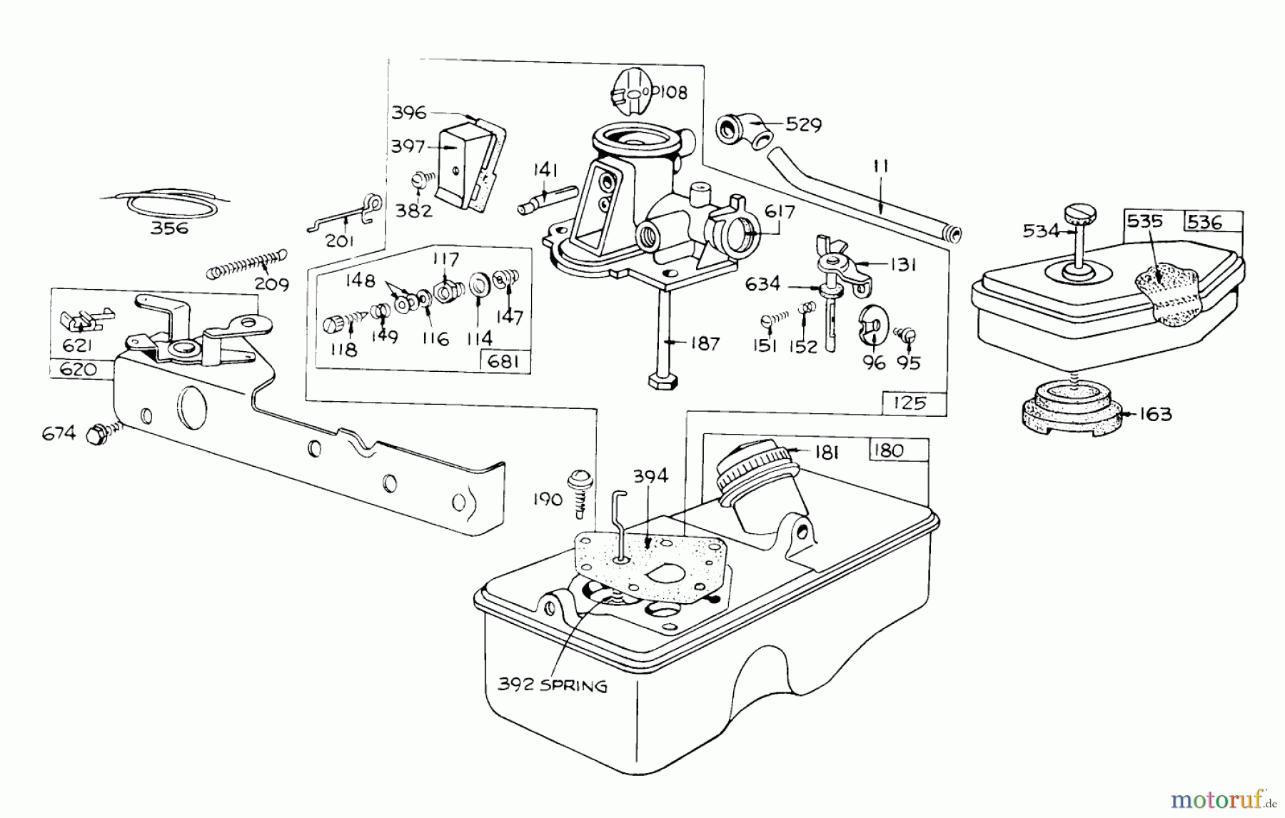 Toro Neu Mowers, Walk-Behind Seite 1 16111 - Toro Lawnmower, 1971 (1000001-1999999) MODEL NO. 390064 BRIGGS & STRATTON CARBURETOR ASSY. FOR 19