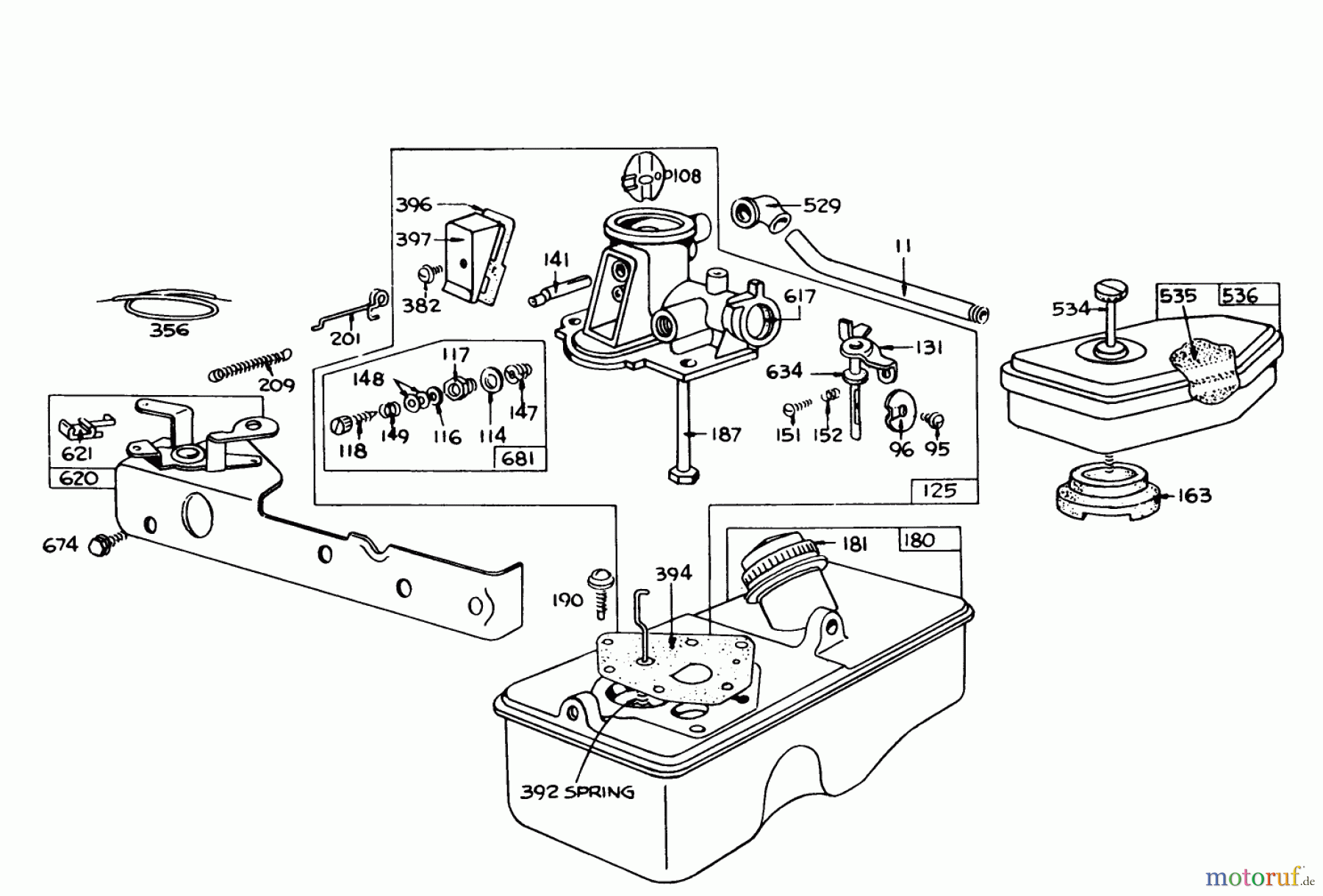 Toro Neu Mowers, Walk-Behind Seite 1 16277 - Toro Whirlwind Lawnmower, 1978 (8000001-8999999) BRIGGS & STRATTON CARBURETOR ASSEMBLY MODEL 390064 FOR 19