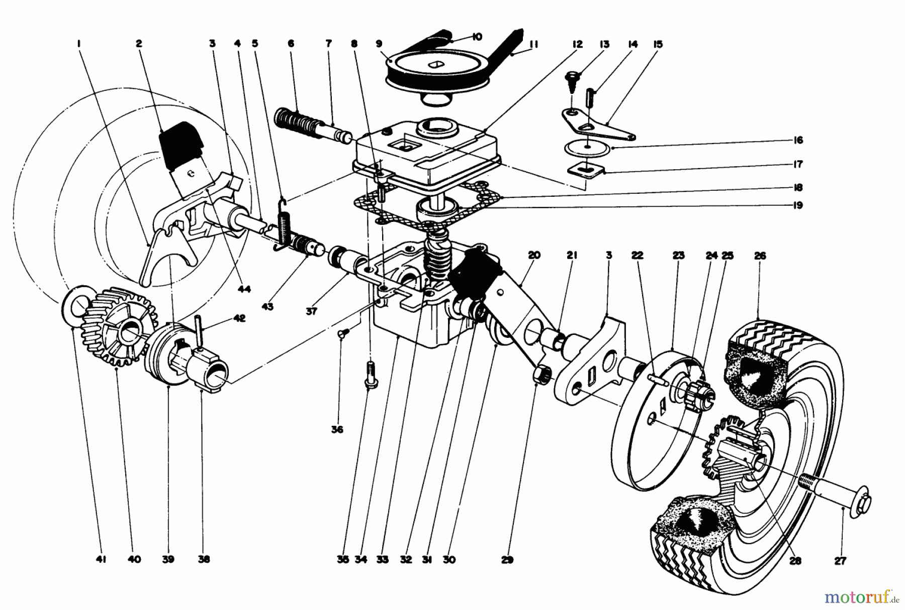  Toro Neu Mowers, Walk-Behind Seite 1 16009 - Toro Whirlwind II Lawnmower, 1978 (8000001-8999999) GEAR BOX ASSEMBLY MODEL 16277