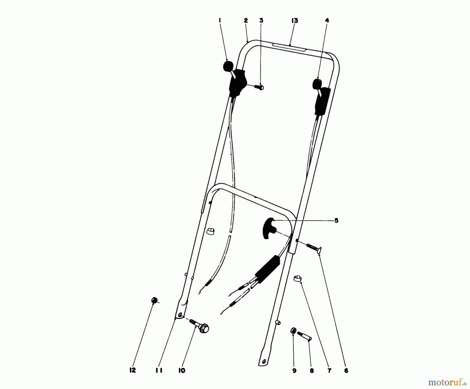  Toro Neu Mowers, Walk-Behind Seite 1 16277 - Toro Whirlwind Lawnmower, 1977 (7000001-7999999) HANDLE ASSEMBLY MODELS 16009, 16113, 16277