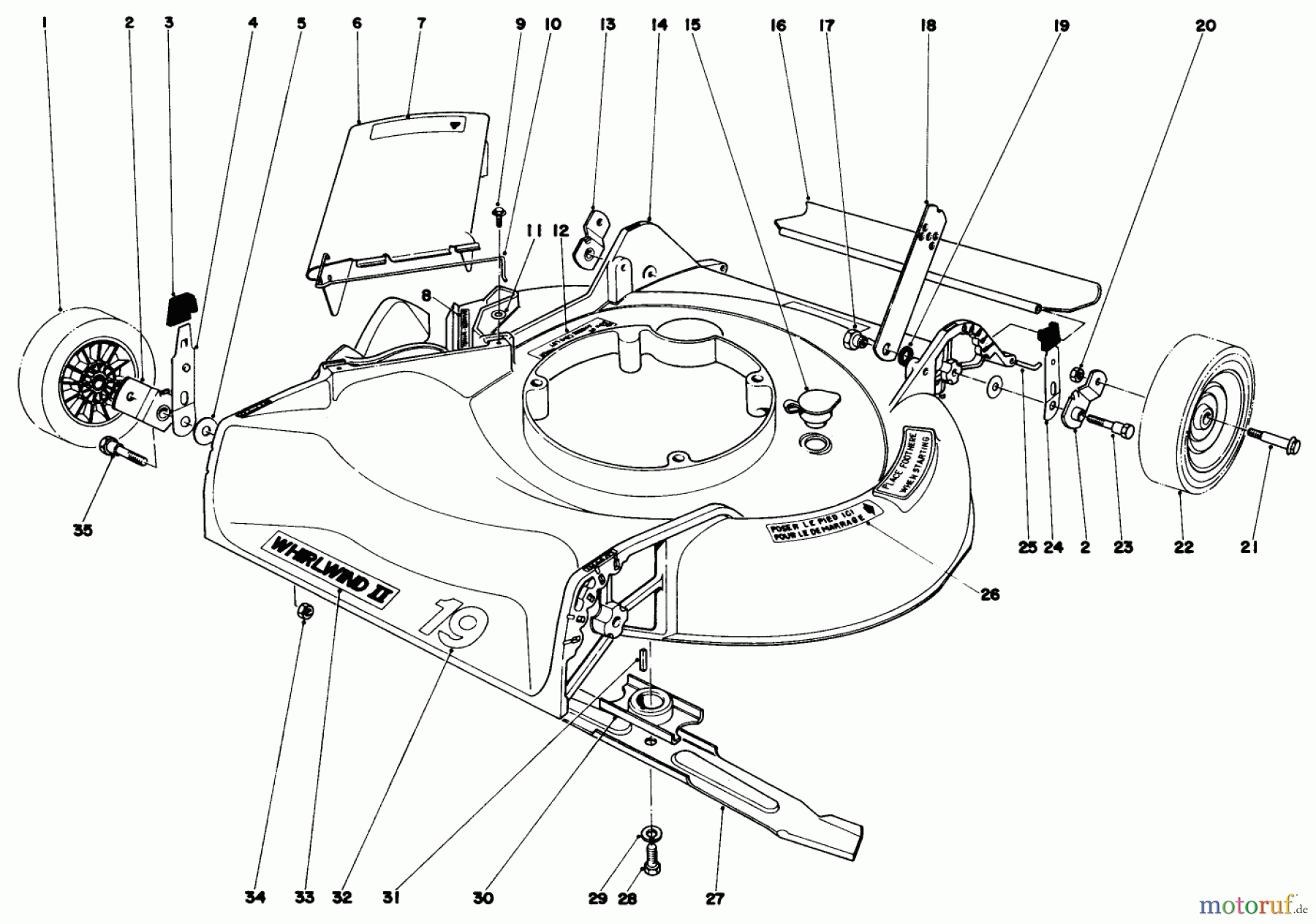  Toro Neu Mowers, Walk-Behind Seite 1 16009 - Toro Whirlwind II Lawnmower, 1979 (9000001-9999999) HOUSING ASSEMBLY MODEL 16009 AND 16113