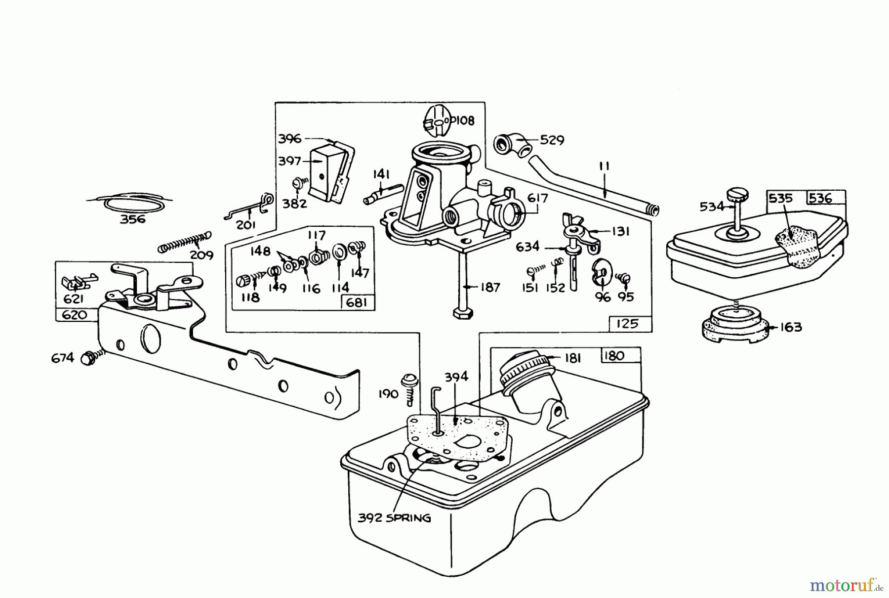 Toro Neu Mowers, Walk-Behind Seite 1 16067 - Toro Whirlwind II Lawnmower, 1978 (8000001-8999999) BRIGGS & STRATTON CARBURETOR ASSEMBLY MODEL 390064 FOR 19