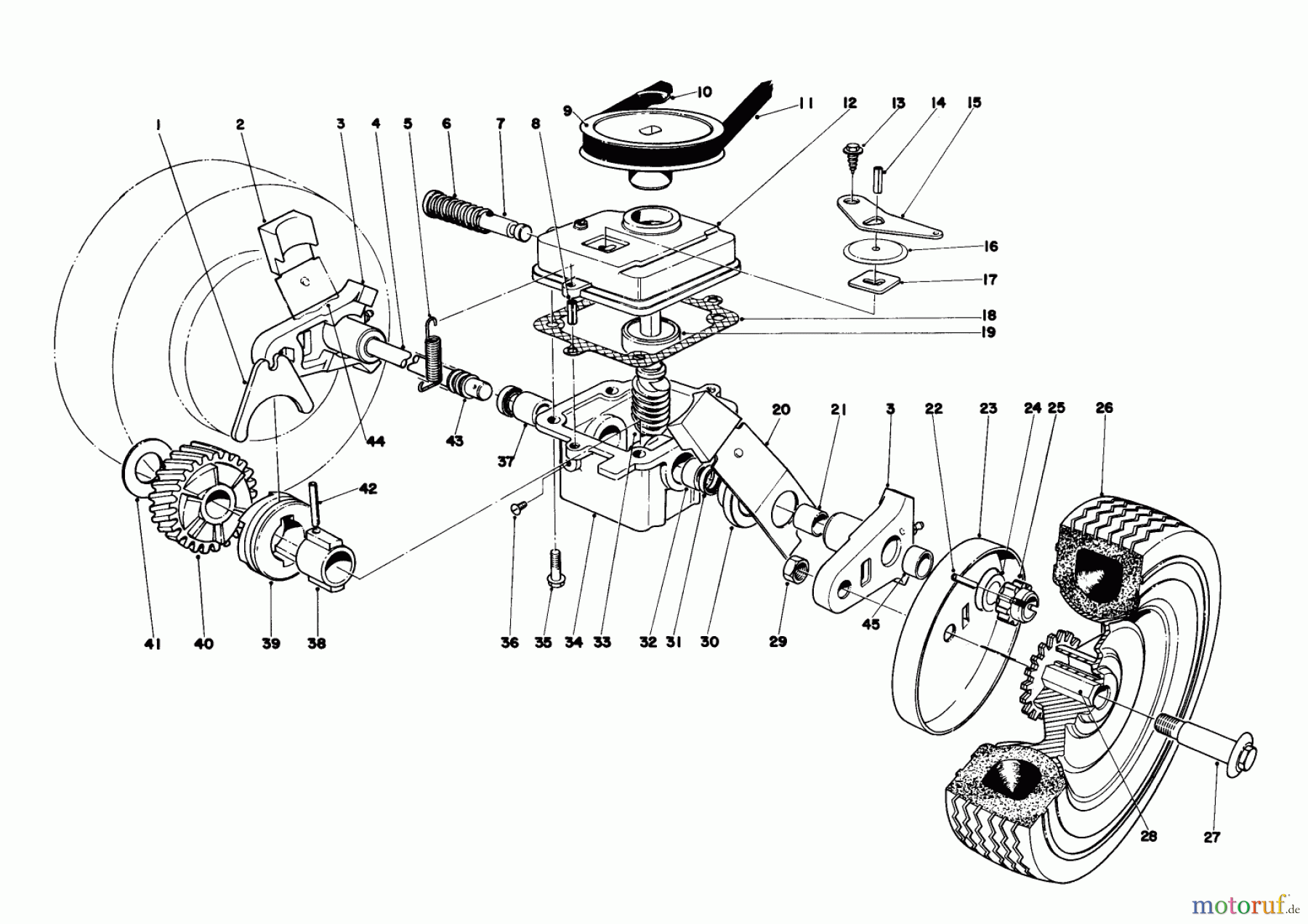  Toro Neu Mowers, Walk-Behind Seite 1 16287 - Toro Whirlwind II Lawnmower, 1979 (9000001-9999999) GEAR BOX ASSEMBLY MODEL 16287