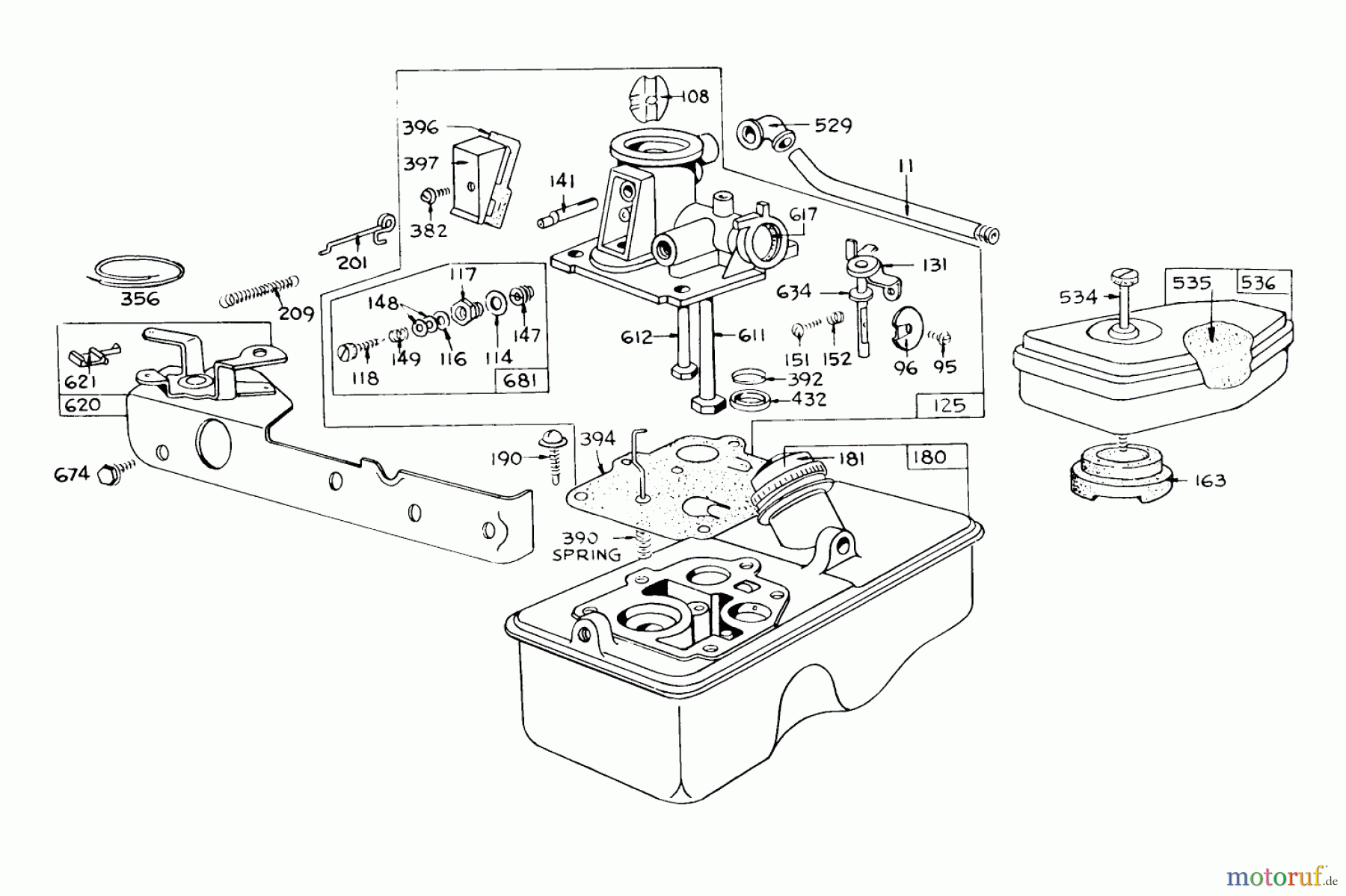  Toro Neu Mowers, Walk-Behind Seite 1 16073 - Toro Whirlwind Lawnmower, 1973 (3000001-3999999) CARBURETOR ASSEMBLY MODEL 390065 FOR 21