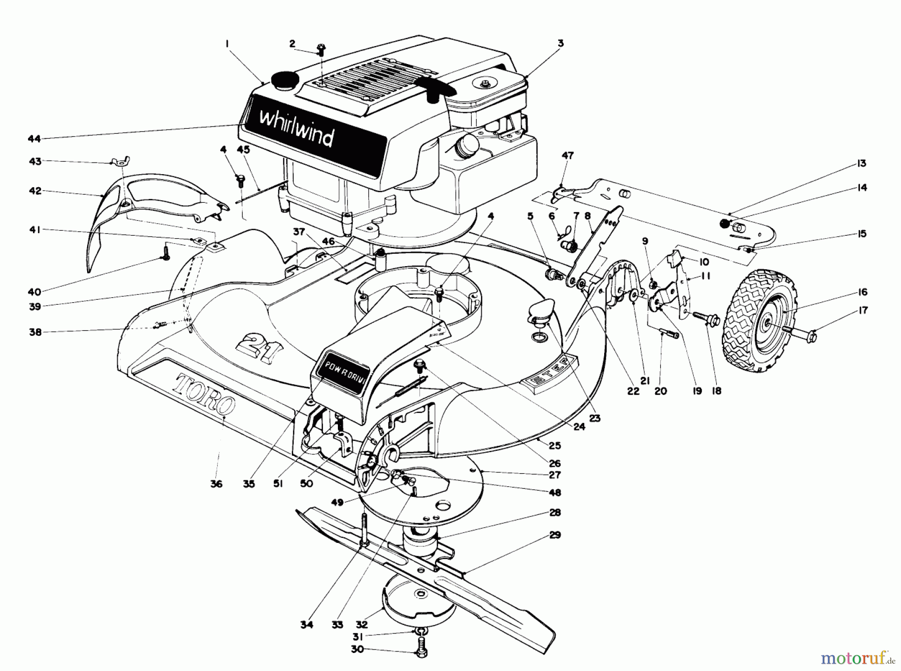  Toro Neu Mowers, Walk-Behind Seite 1 16273 - Toro Whirlwind Lawnmower, 1974 (4000001-4999999) HOUSING AND ENGINE ASSEMBLY-MODEL 16273