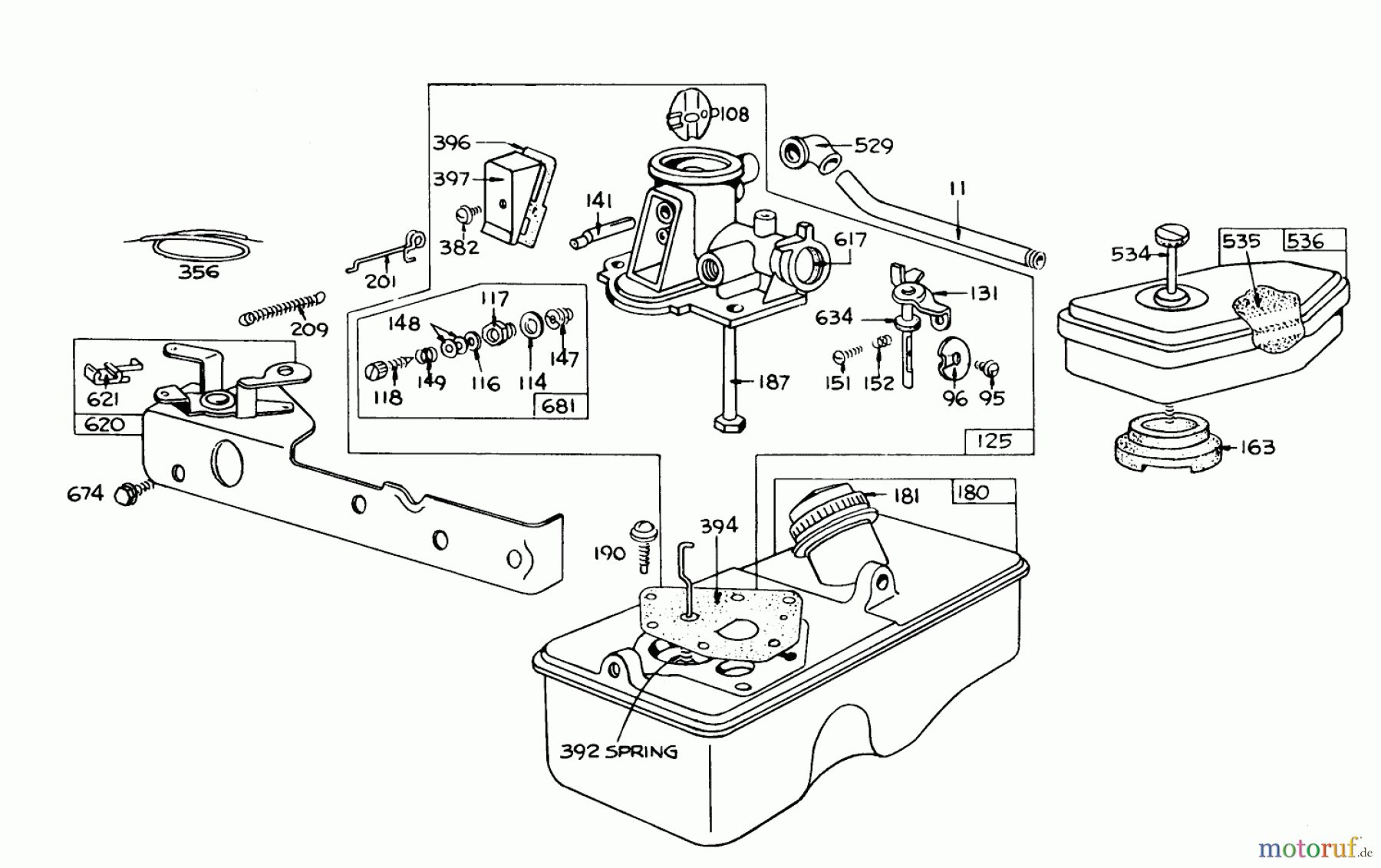  Toro Neu Mowers, Walk-Behind Seite 1 16240 - Toro Lawnmower, Use 16273, 1975 (5000001-5999999) BRIGGS & STRATTON CARBURETOR ASSEMBLY MODEL 390064
