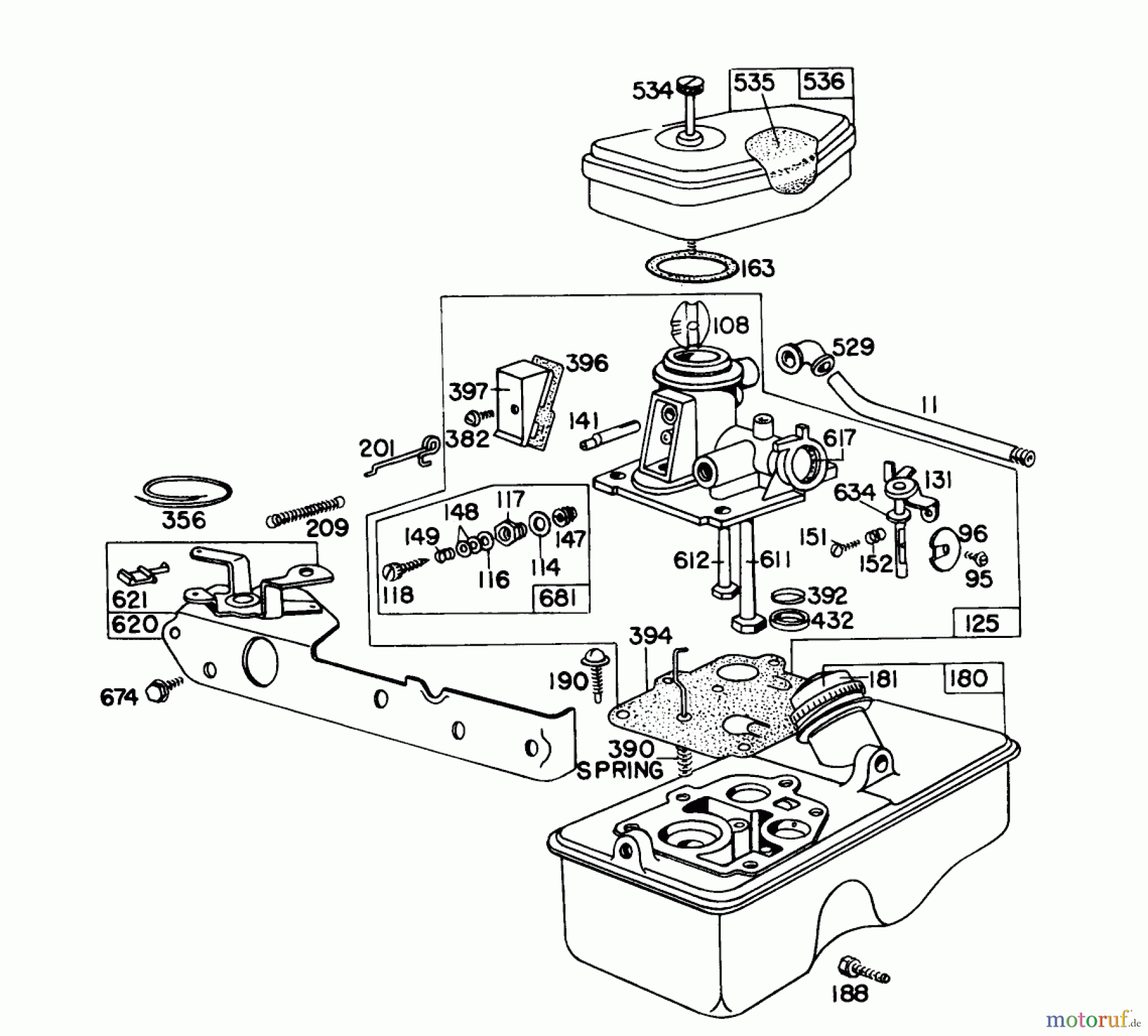  Toro Neu Mowers, Walk-Behind Seite 1 16240 - Toro Lawnmower, Use 16273, 1975 (5000001-5999999) CARBURETOR ASSEMBLY MODEL 390065