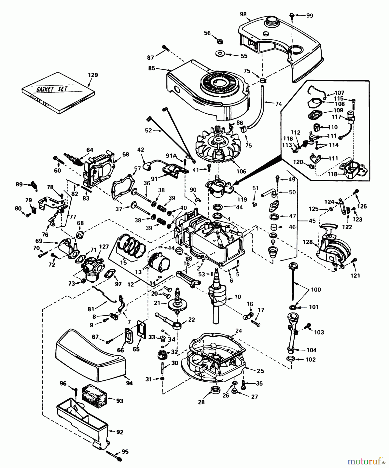Toro Neu Mowers, Walk-Behind Seite 1 16077 - Toro Lawnmower, 1980 (0000001-0999999) ENGINE TECUMSEH MODEL NO. TNT 100-10071C