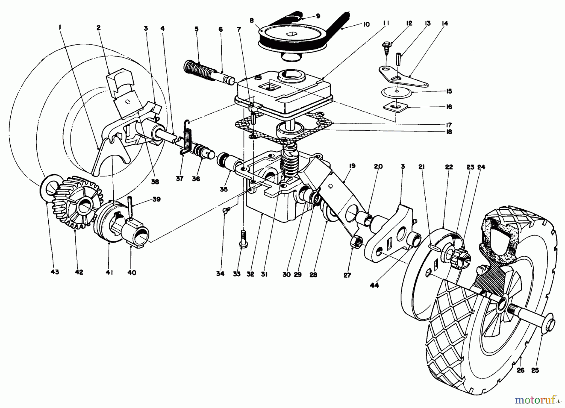 Toro Neu Mowers, Walk-Behind Seite 1 16165 - Toro Lawnmower, 1980 (0000001-0999999) GEAR CASE ASSEMBLY MODEL 16297