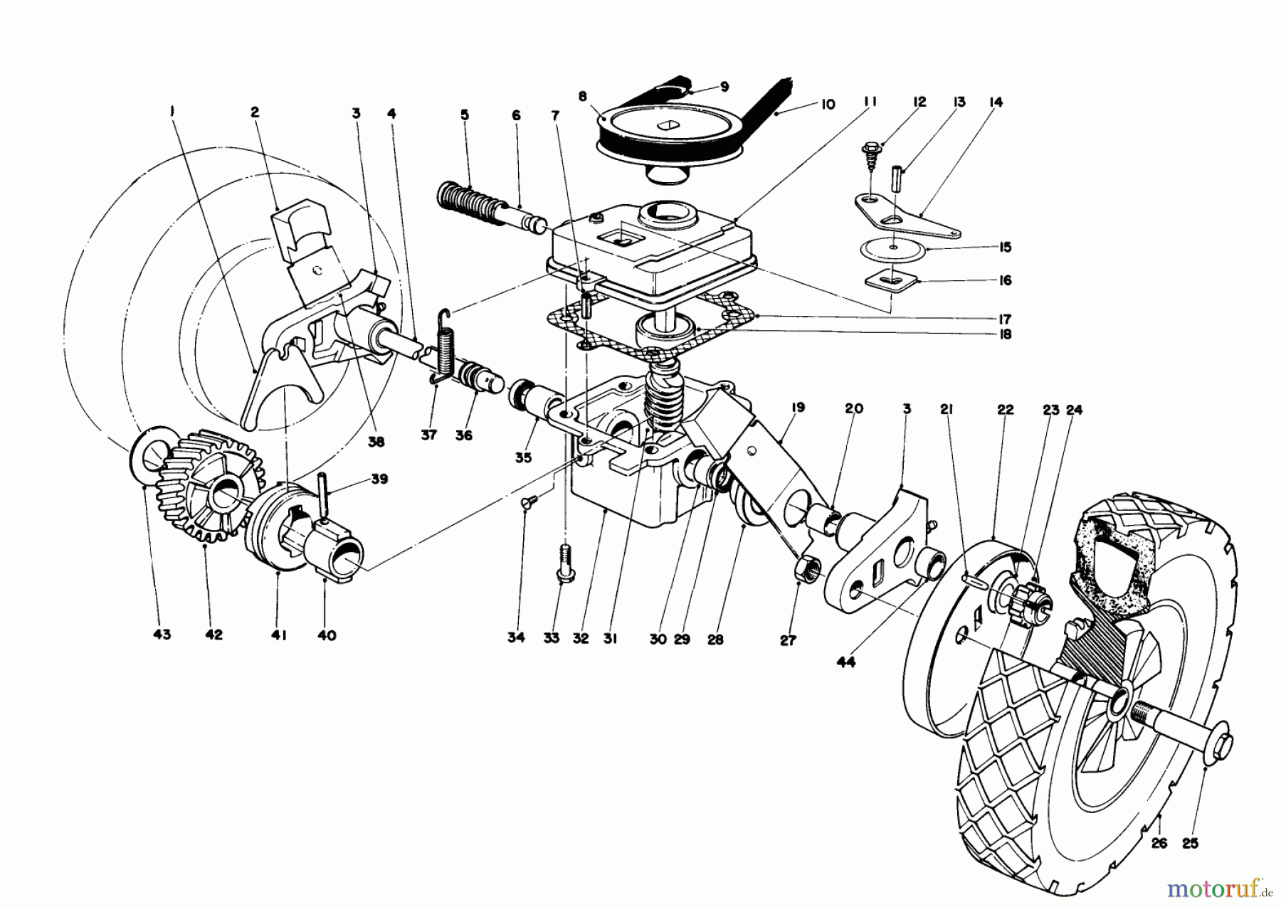  Toro Neu Mowers, Walk-Behind Seite 1 16165 - Toro Lawnmower, 1981 (1000001-1999999) GEAR CASE ASSEMBLY MODEL 16297