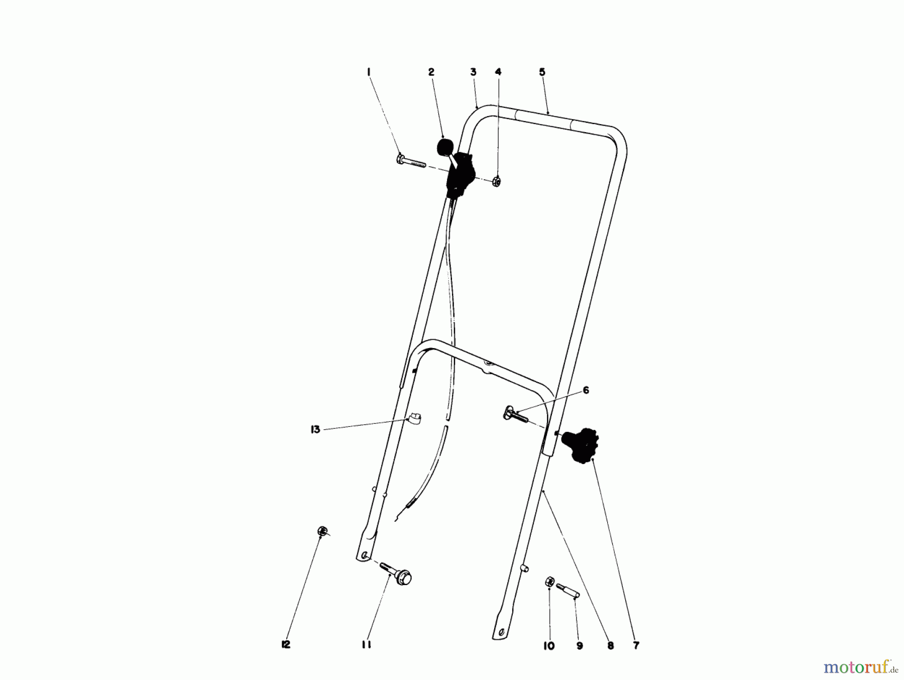  Toro Neu Mowers, Walk-Behind Seite 1 16165 - Toro Lawnmower, 1981 (1000001-1999999) HANDLE ASSEMBLY MODEL 16077 AND 16165