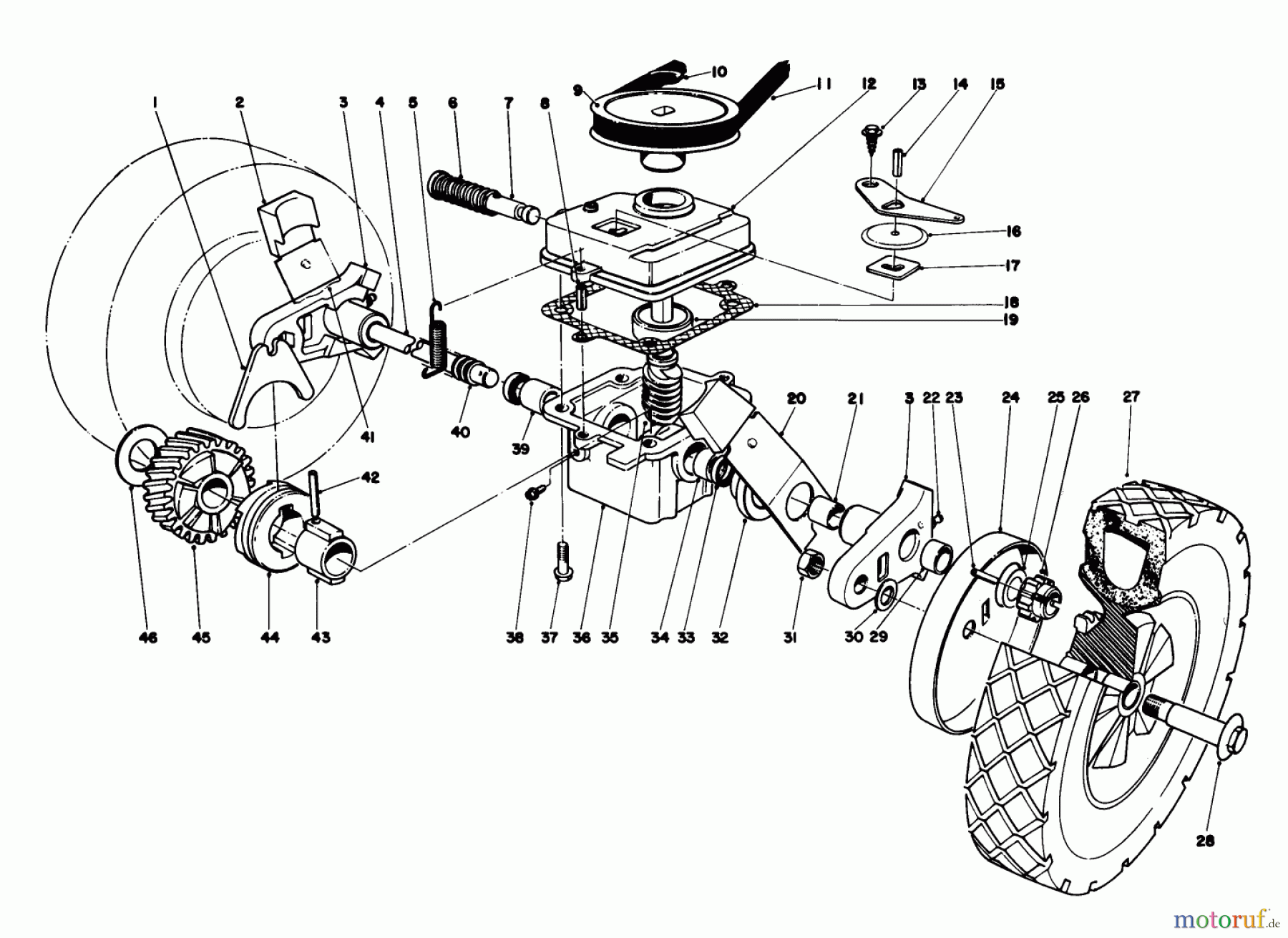  Toro Neu Mowers, Walk-Behind Seite 1 16077 - Toro Lawnmower, 1982 (2000001-2999999) GEAR CASE ASSEMBLY MODEL 16297