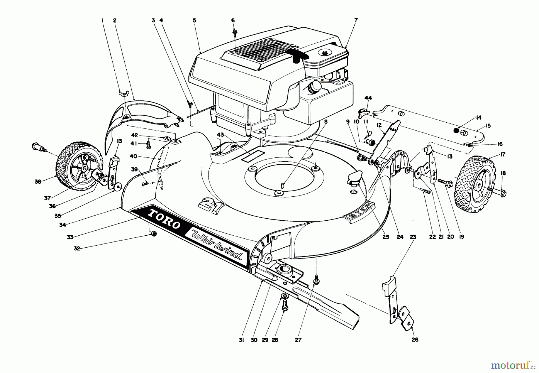 Toro Neu Mowers, Walk-Behind Seite 1 16172 - Toro Lawnmower, 1972 (2000001-2999999) HOUSING ASSEMBLY