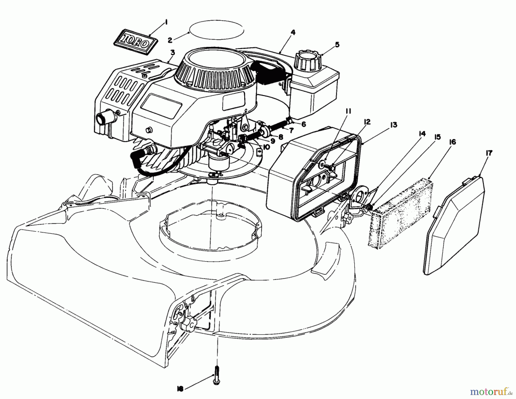 Toro Neu Mowers, Walk-Behind Seite 1 16202C - Toro Lawnmower, 1987 (7000001-7999999) ENGINE ASSEMBLY (MODEL NO. 47PG6)
