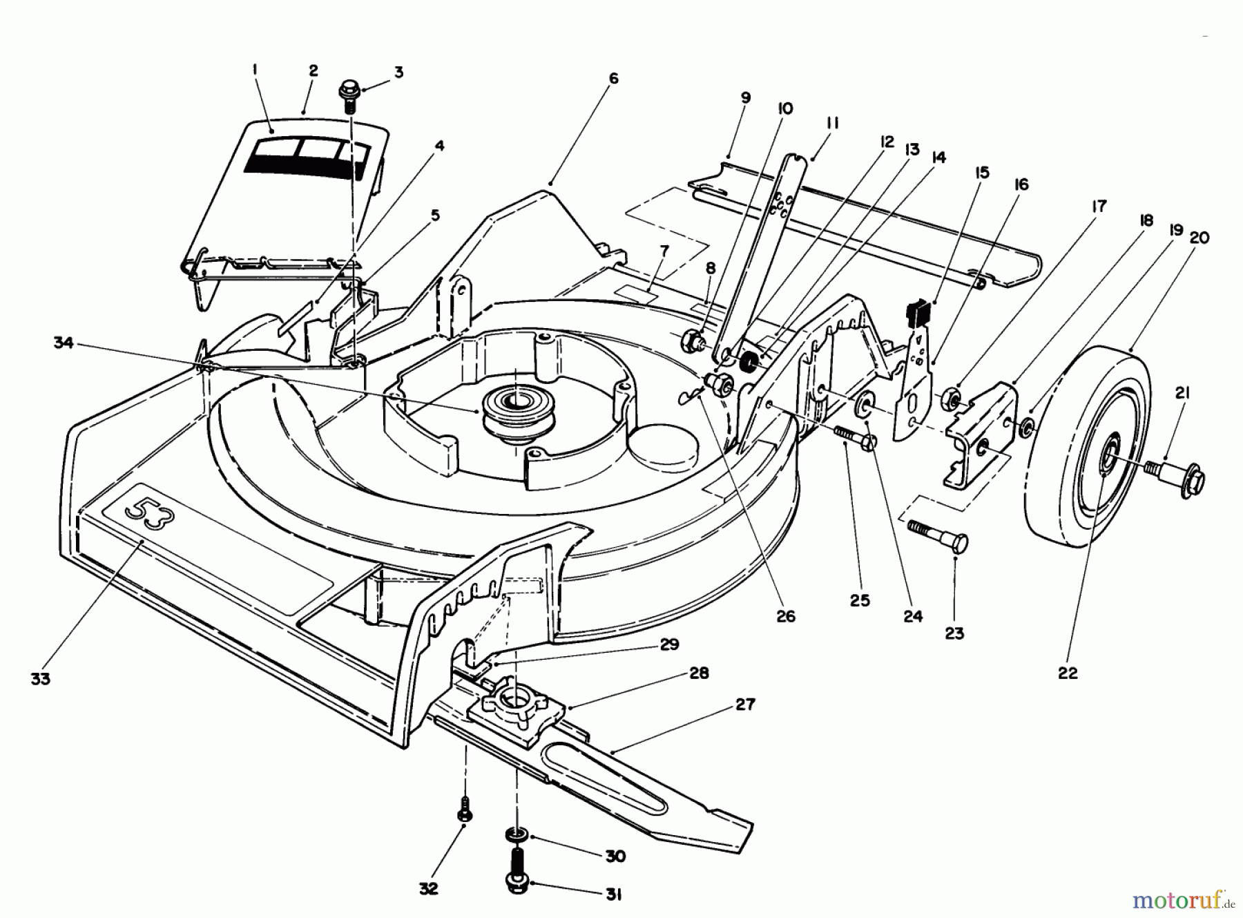  Toro Neu Mowers, Walk-Behind Seite 1 16212WG - Toro Lawnmower, 1990 (0000001-0999999) HOUSING ASSEMBLY