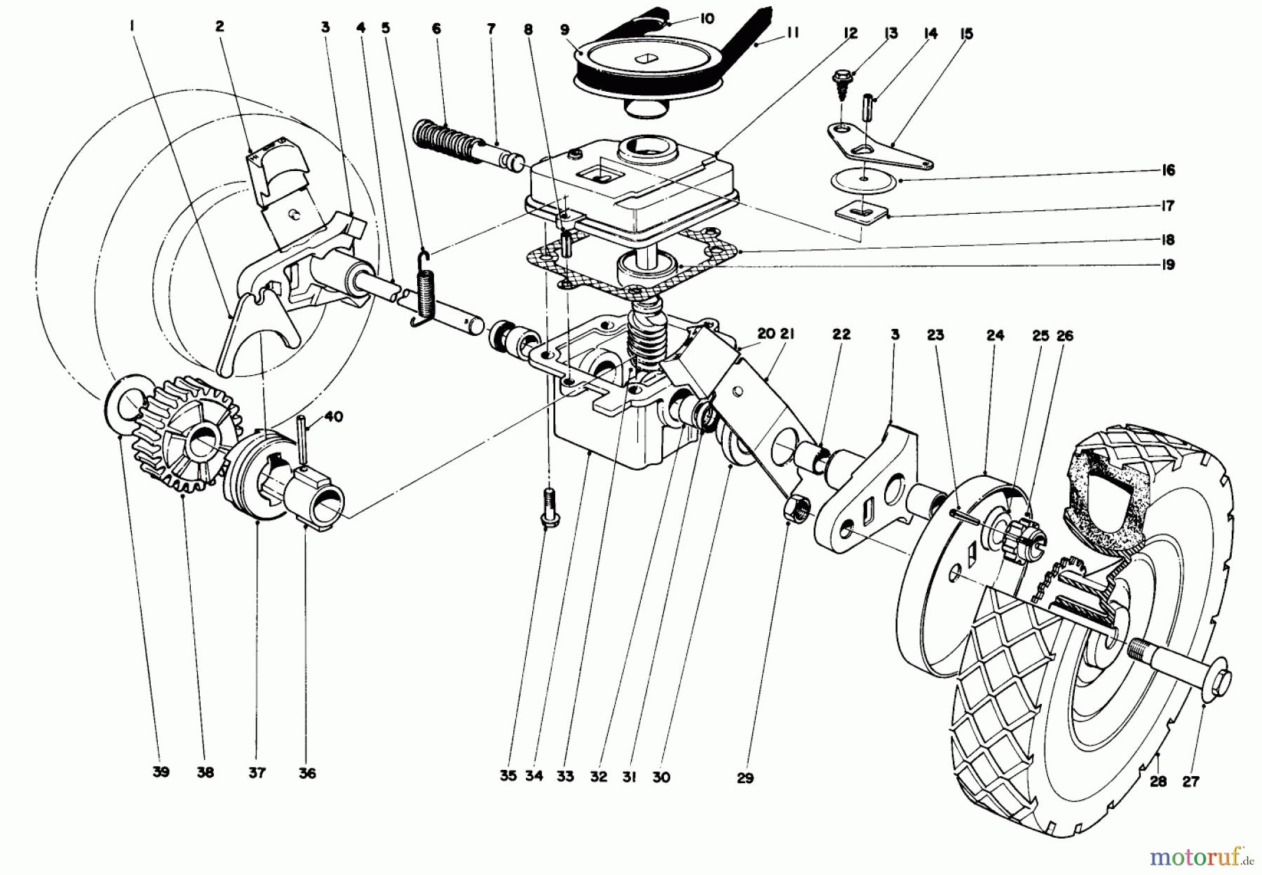  Toro Neu Mowers, Walk-Behind Seite 1 16255 - Toro Whirlwind, 1973 (3000001-3999999) GEAR BOX ASSEMBLY