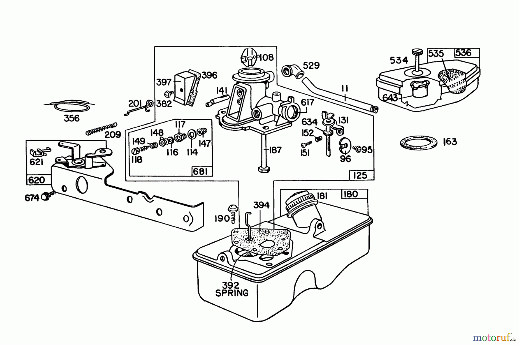  Toro Neu Mowers, Walk-Behind Seite 1 16320 - Toro Lawnmower, 1979 (9000001-9999999) BRIGGS & STRATTON CARBURETOR ASSEMBLY MODEL 92508-1000-02 FOR 19