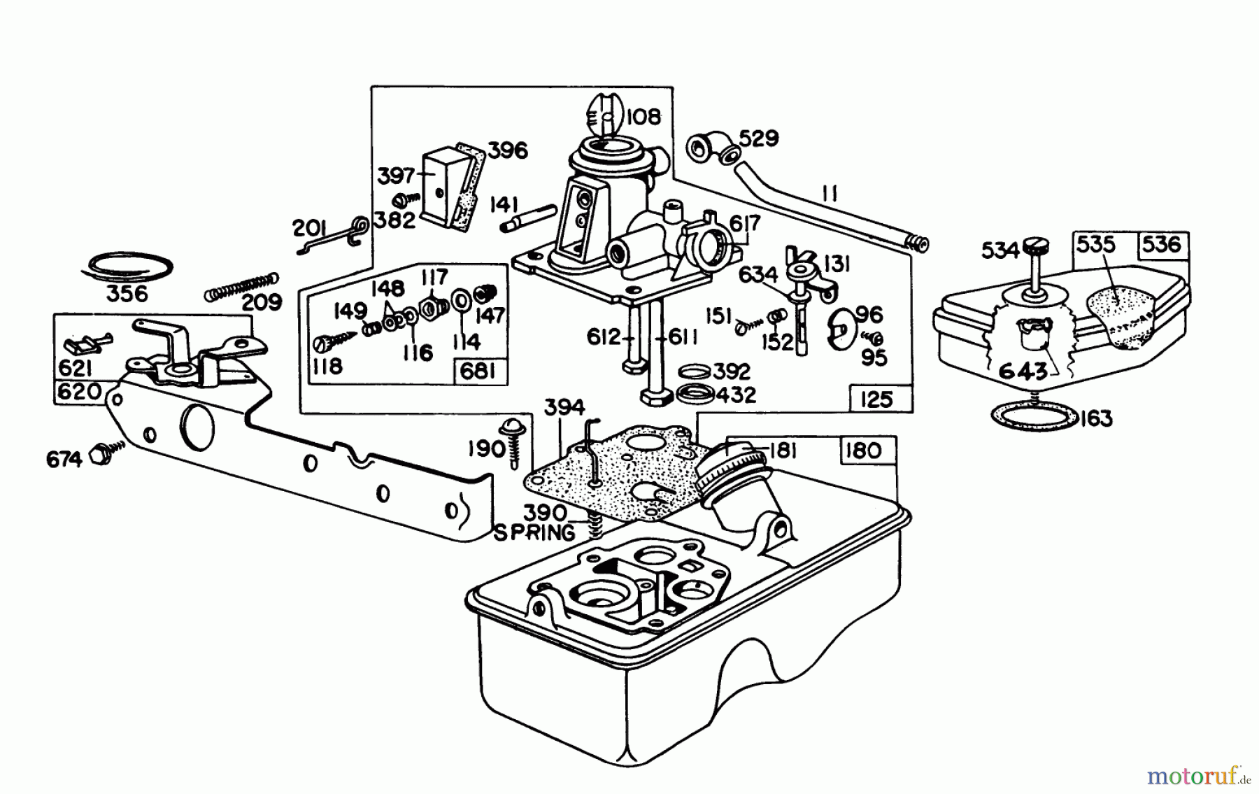  Toro Neu Mowers, Walk-Behind Seite 1 16320 - Toro Lawnmower, 1979 (9000001-9999999) BRIGGS & STRATTON CARBURETOR ASSEMBLY MODEL 92908-1931-02 FOR 21