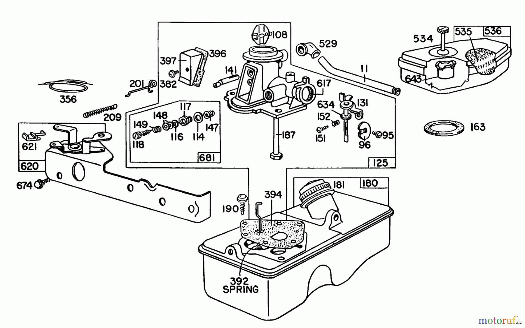 Toro Neu Mowers, Walk-Behind Seite 1 16300 - Toro Lawnmower, 1980 (0000001-0999999) BRIGGS & STRATTON CARBURETOR ASSEMBLY MODEL 92508-1000-02 FOR 19