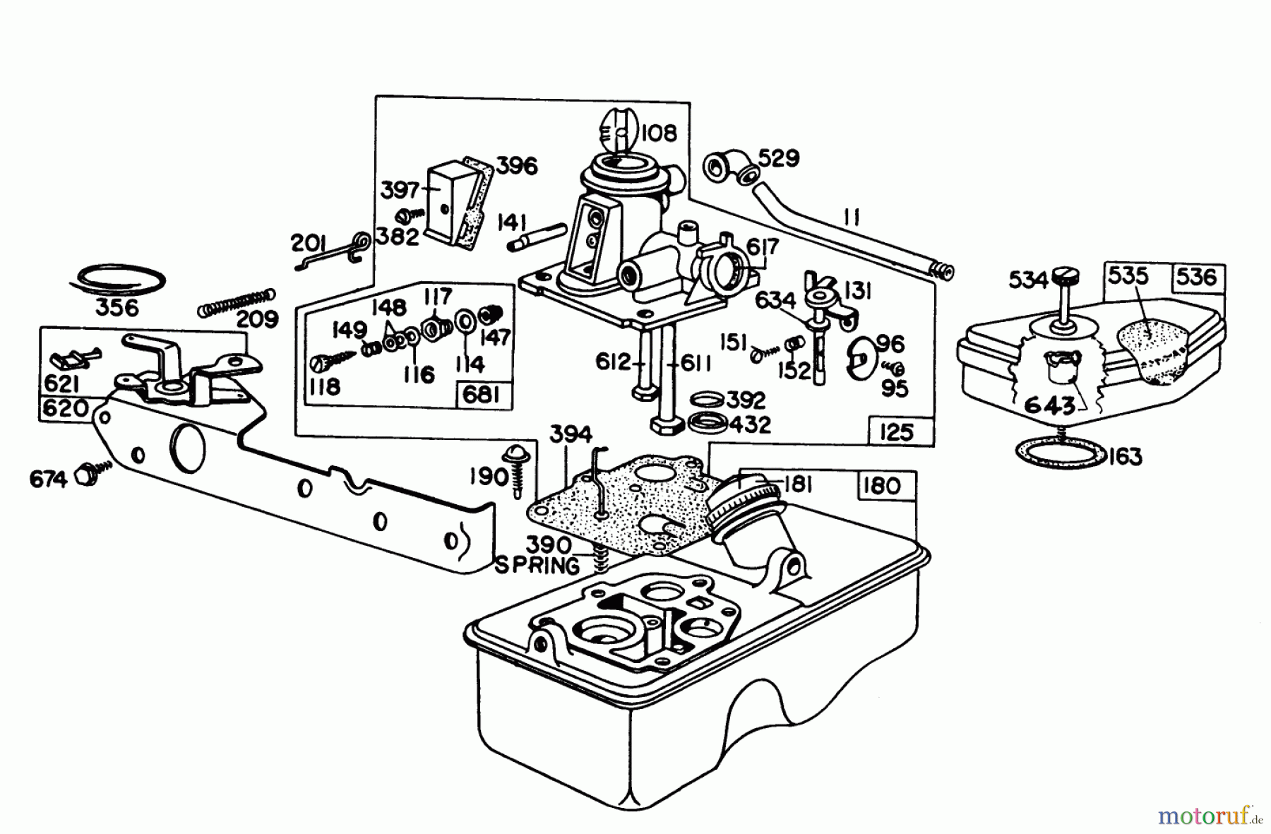 Toro Neu Mowers, Walk-Behind Seite 1 16300 - Toro Lawnmower, 1980 (0000001-0999999) BRIGGS & STRATTON CARBURETOR ASSEMBLY MODEL 92908-2053-01 FOR 21