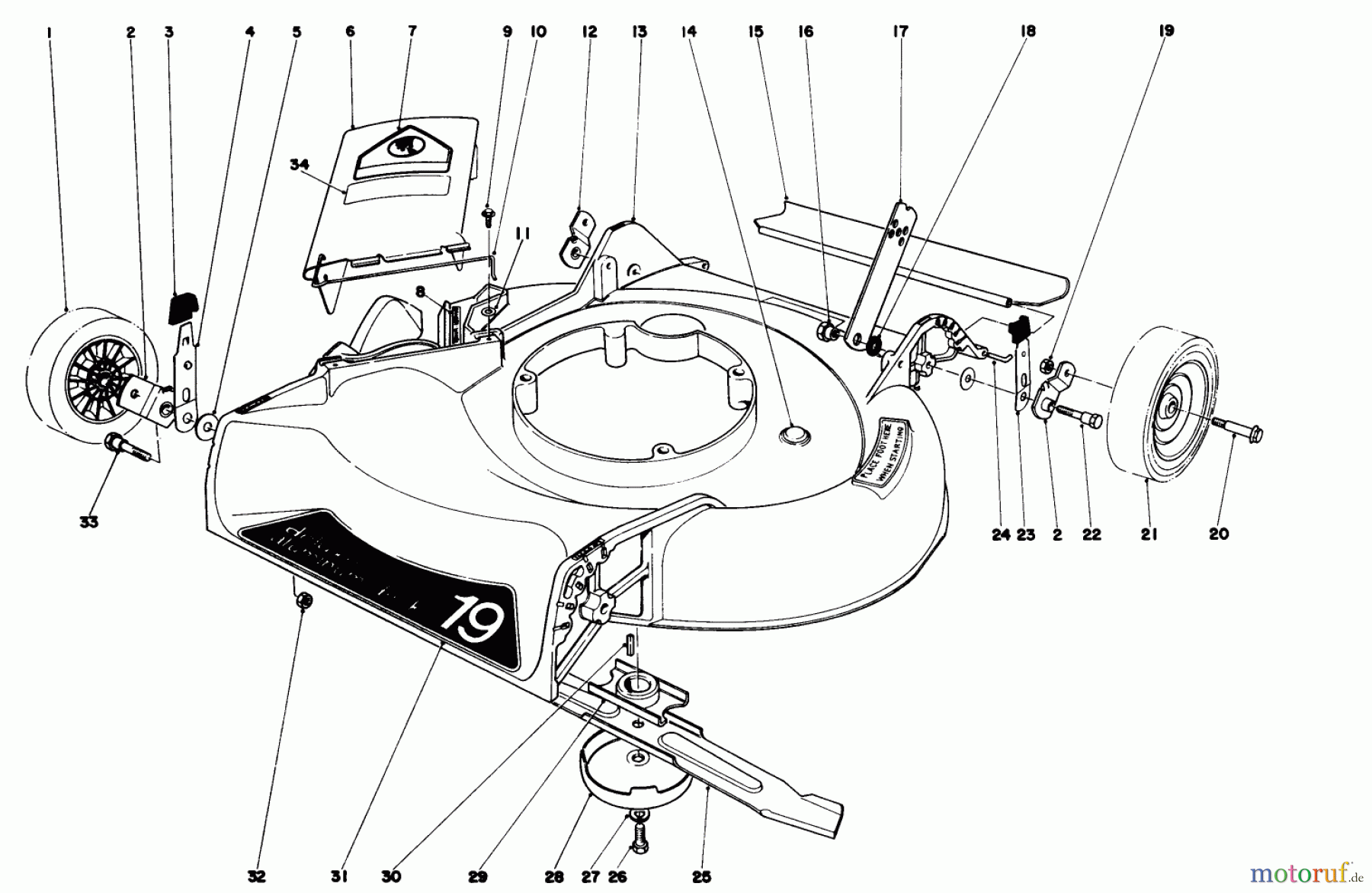  Toro Neu Mowers, Walk-Behind Seite 1 16300 - Toro Lawnmower, 1981 (1000001-1999999) HOUSING ASSEMBLY