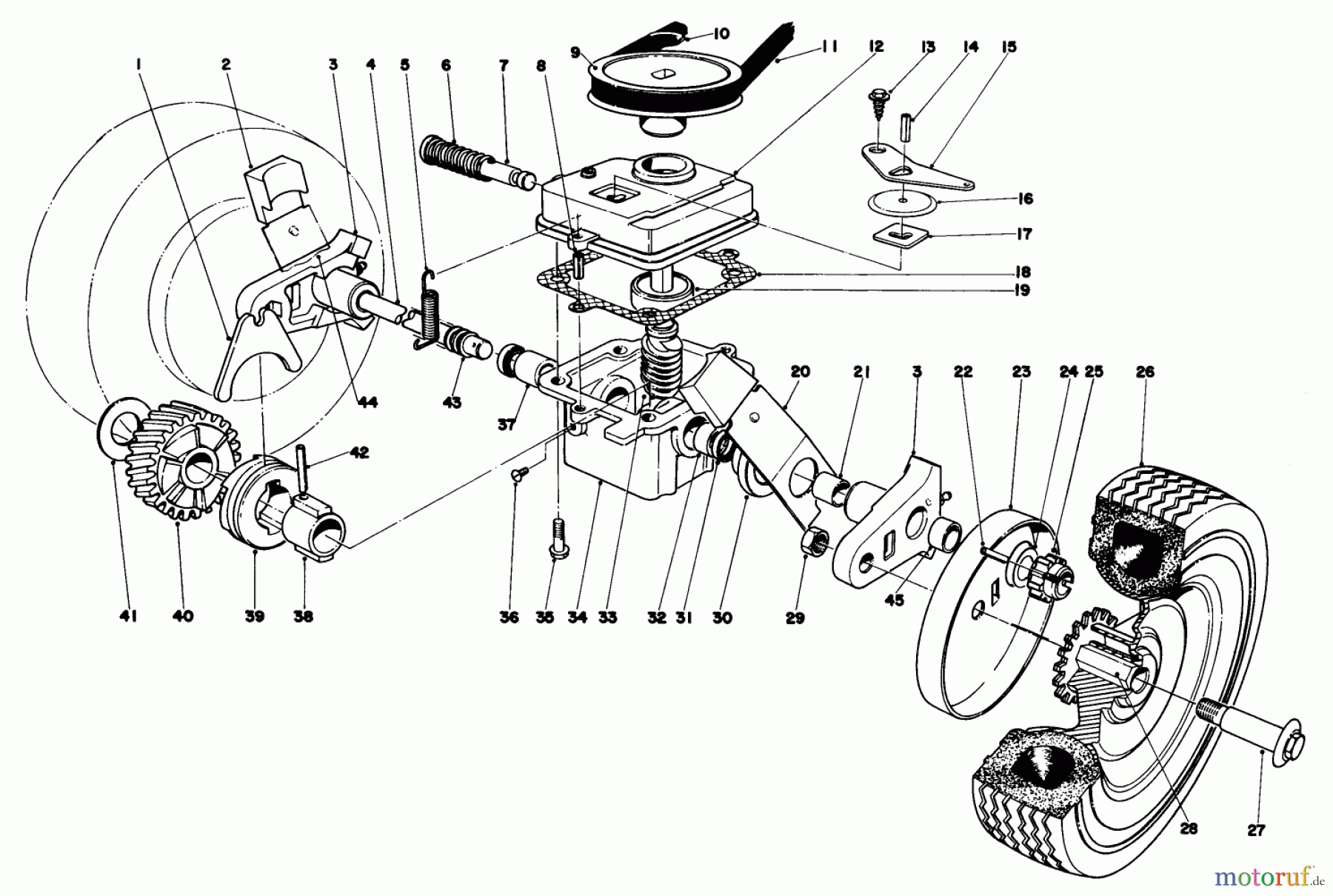  Toro Neu Mowers, Walk-Behind Seite 1 16320 - Toro Lawnmower, 1980 (0000001-0999999) GEAR BOX ASSEMBLY
